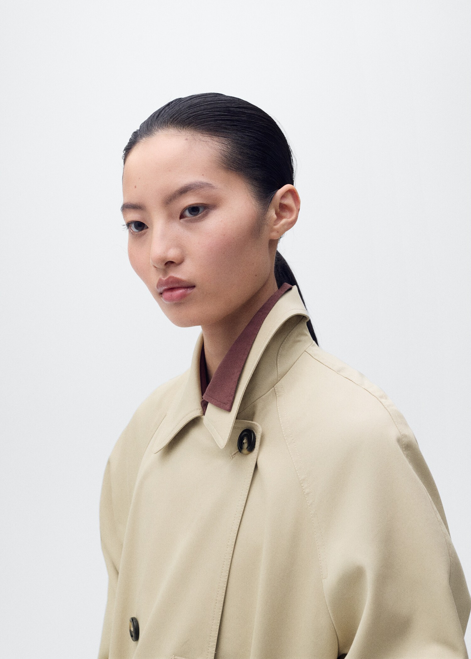 Long double-breasted trench coat - Women | MANGO USA