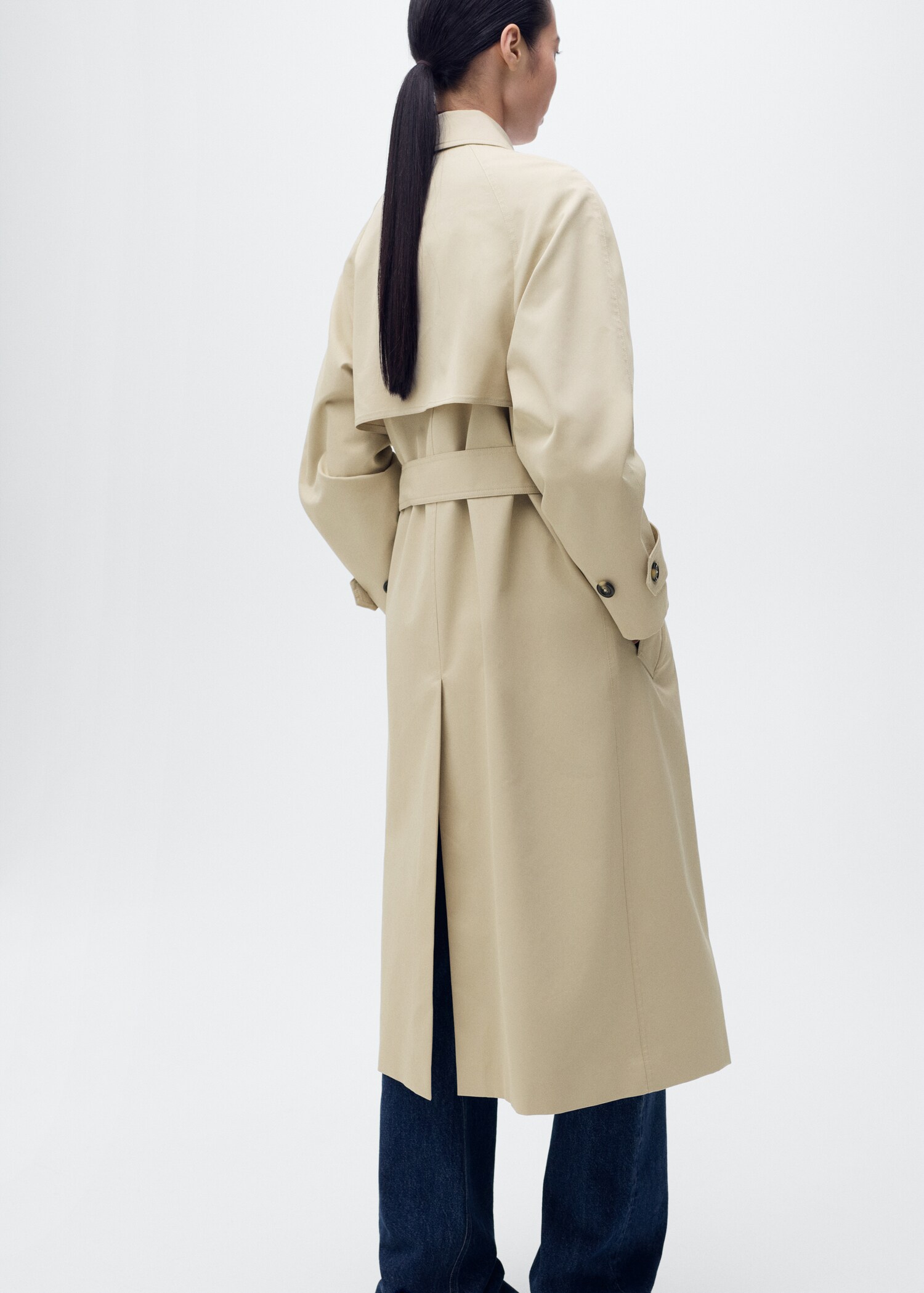 Long double-breasted trench coat - Women | MANGO USA