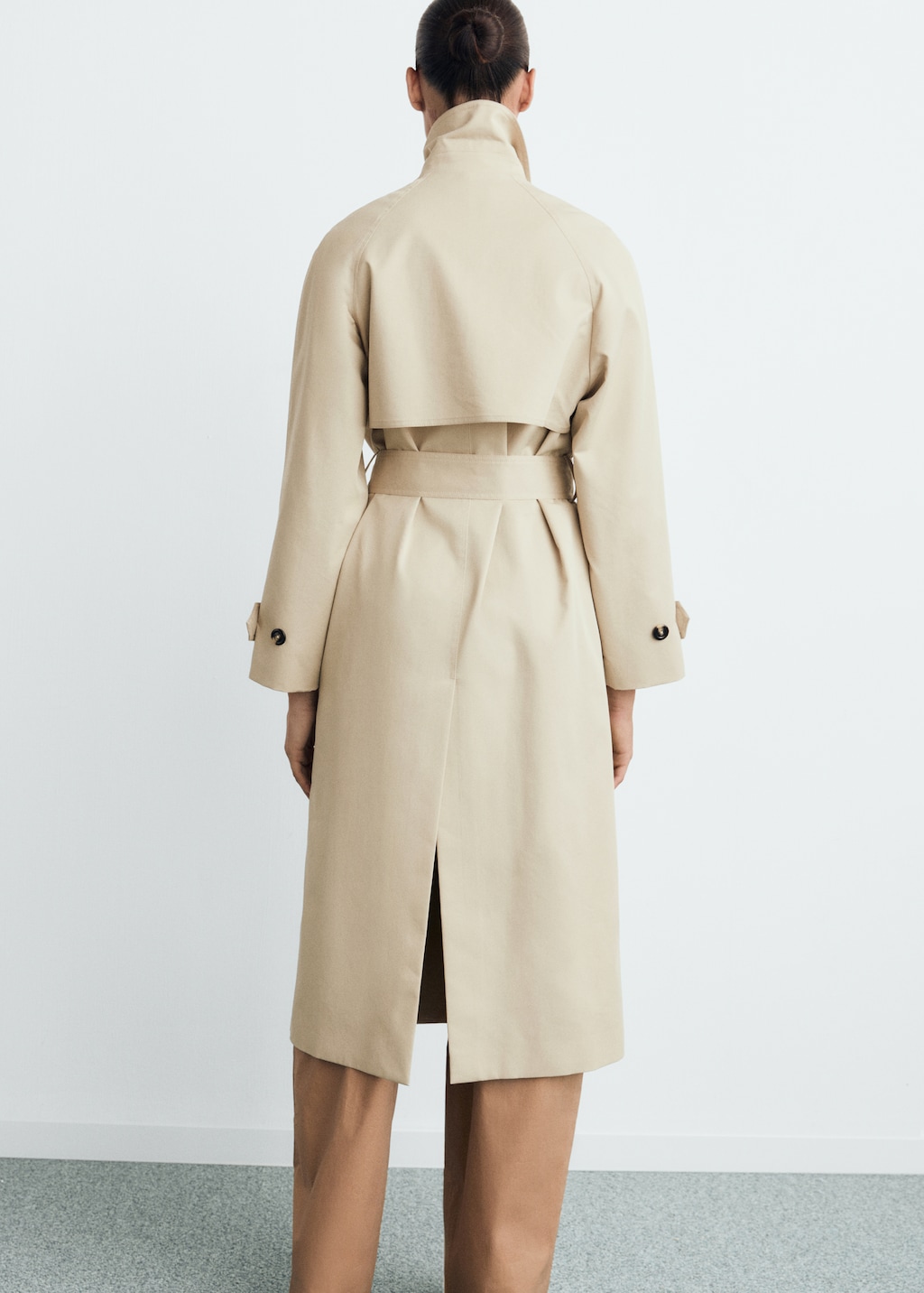 Long double-breasted trench coat