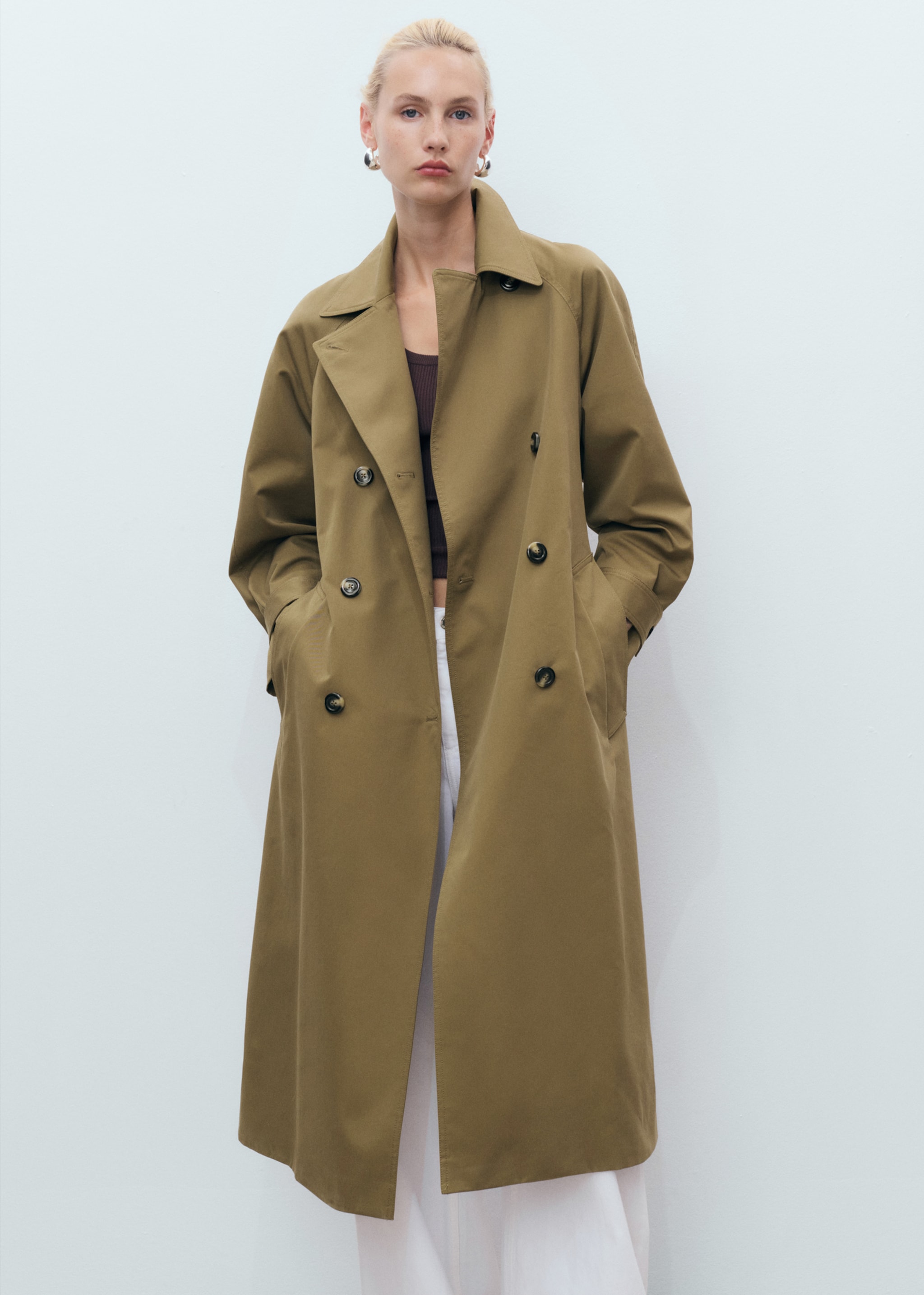 Long double-breasted trench coat - Medium plane