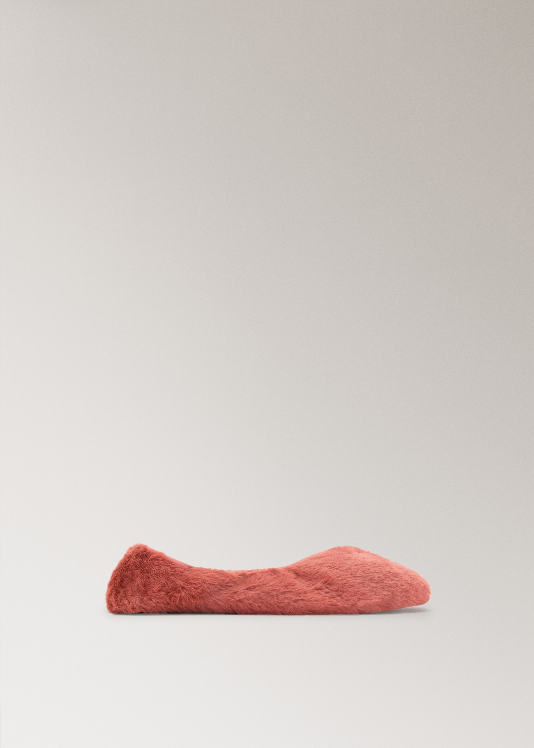 Faux fur ballerina flat - Article without model, Dark Red. Ref: 17064120-00.