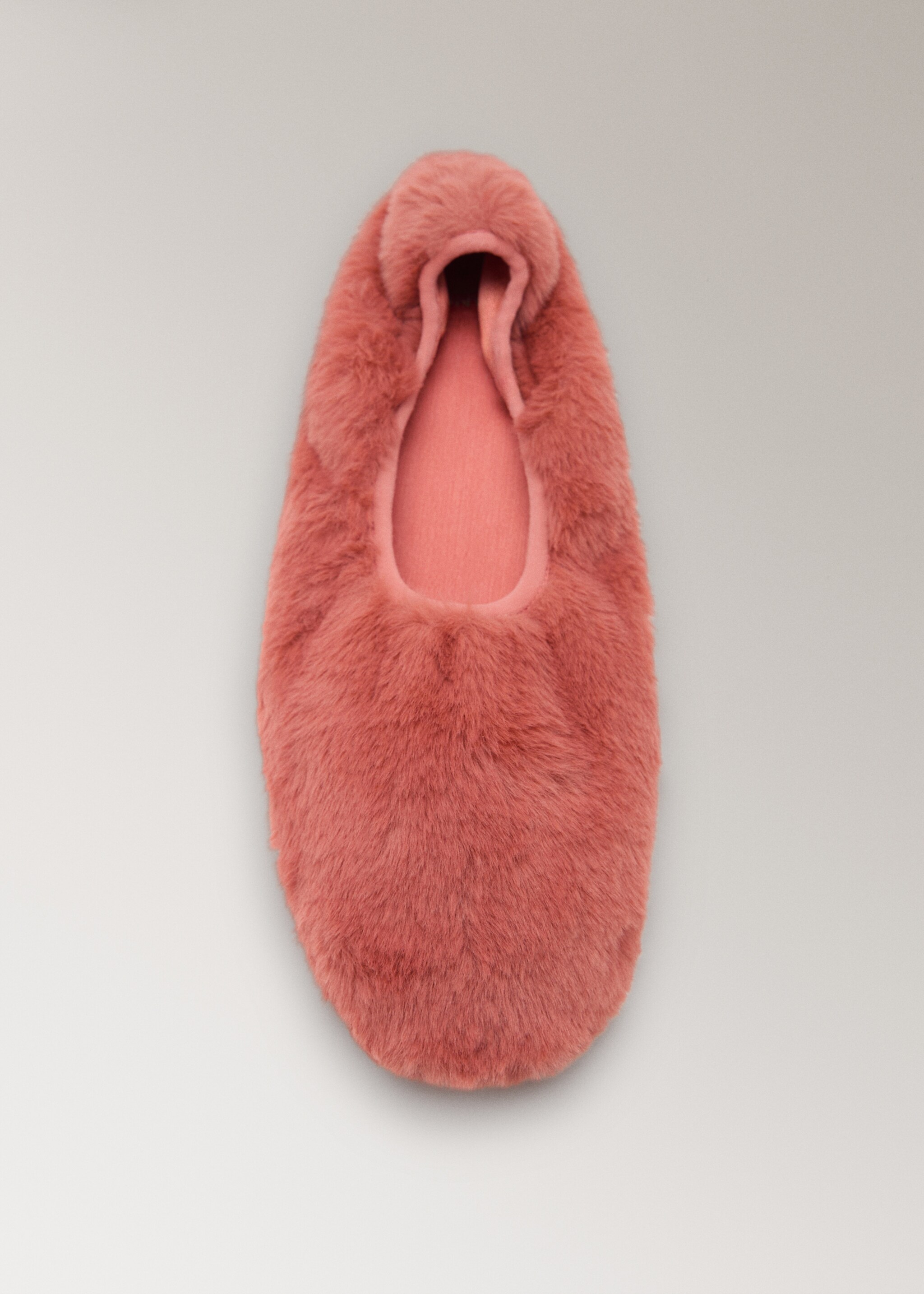 Faux fur ballerina flat - Details of the article 2, Dark Red. Ref: 17064120-00.