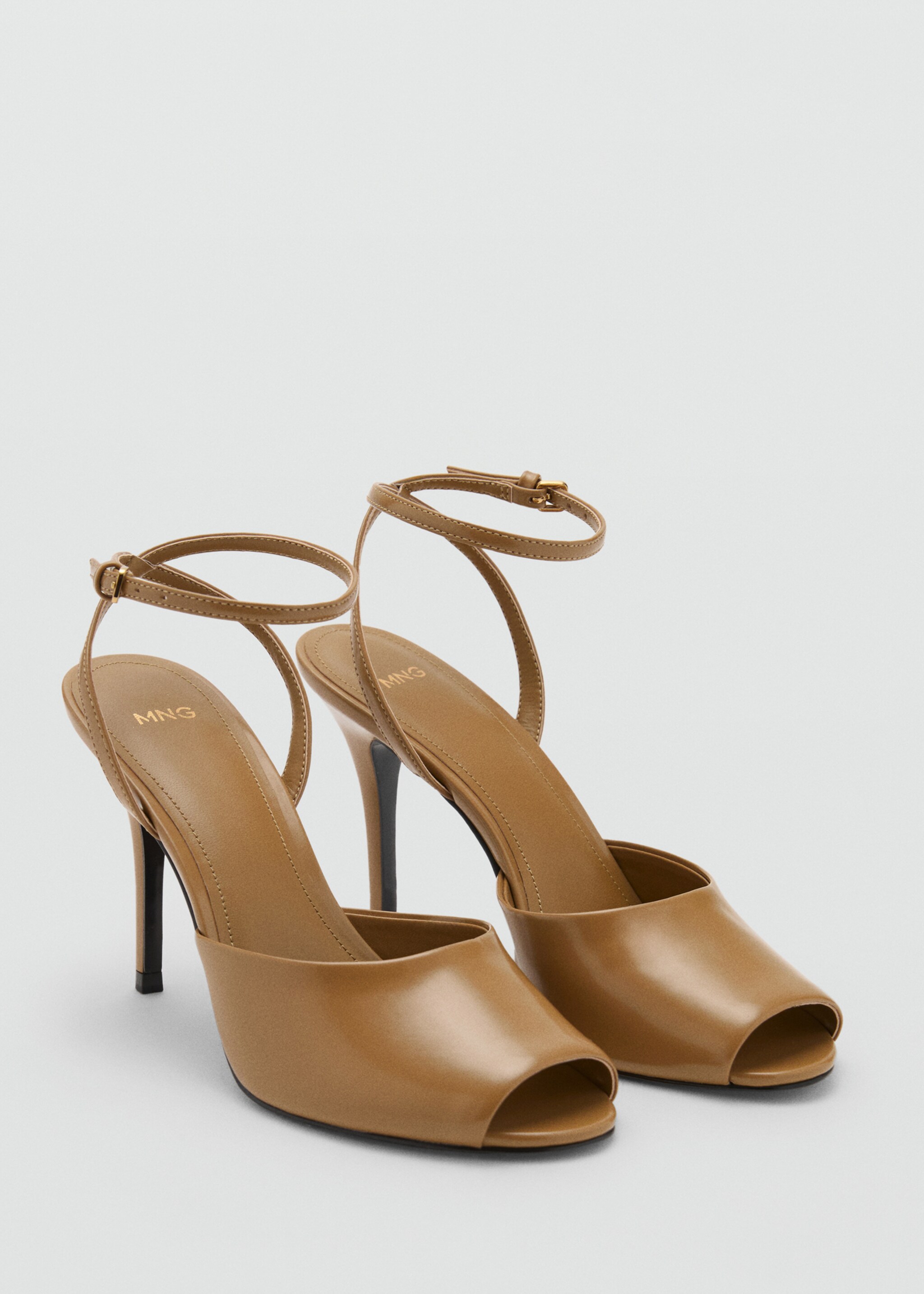 Ankle-cuff heeled sandals - Medium plane, Khaki. Ref: 17064122-00.