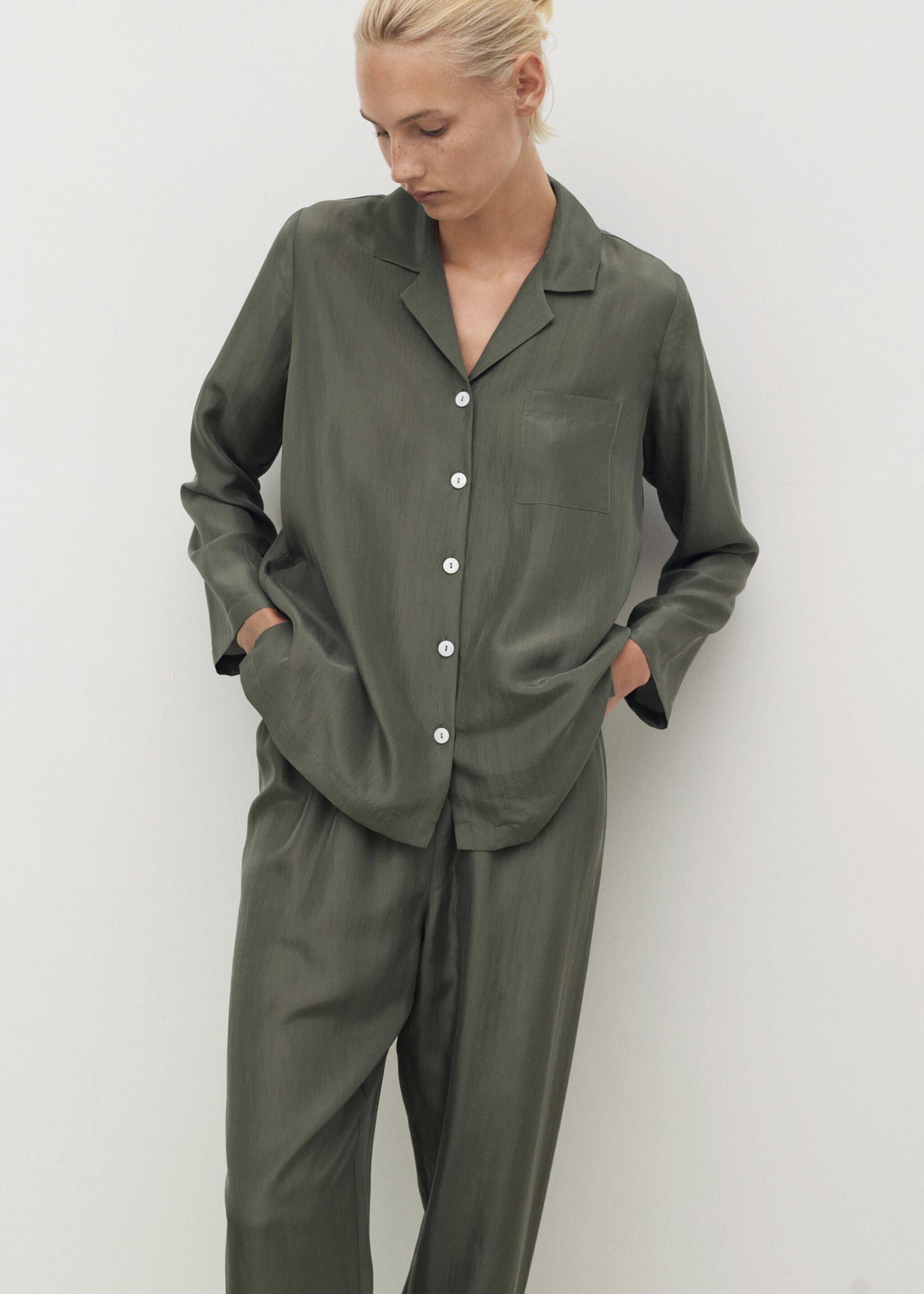 Silk long shirt - Medium plane, Forest Green. Ref: 17064126-00.