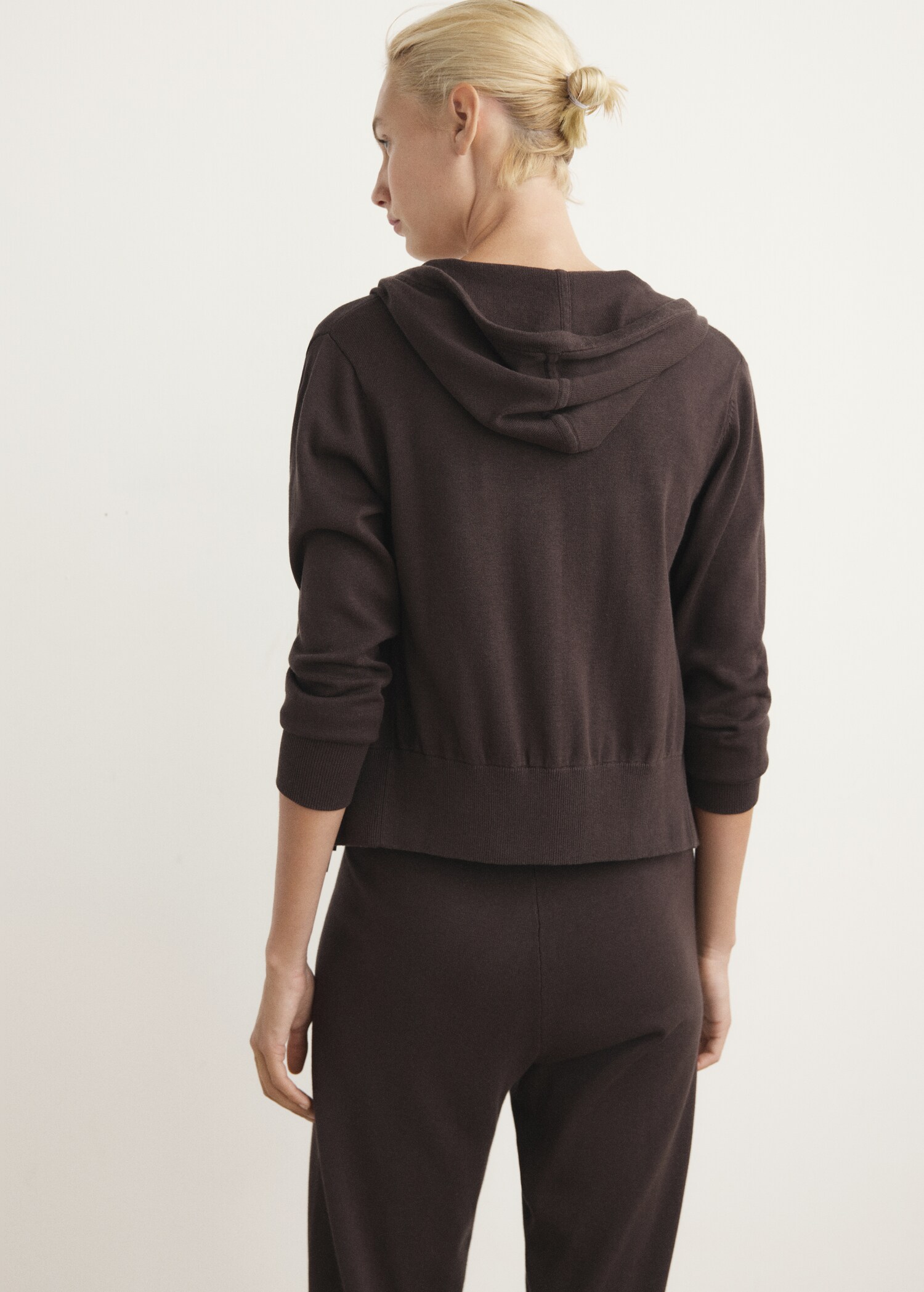 Cotton knit hooded cardigan - Reverse of the article