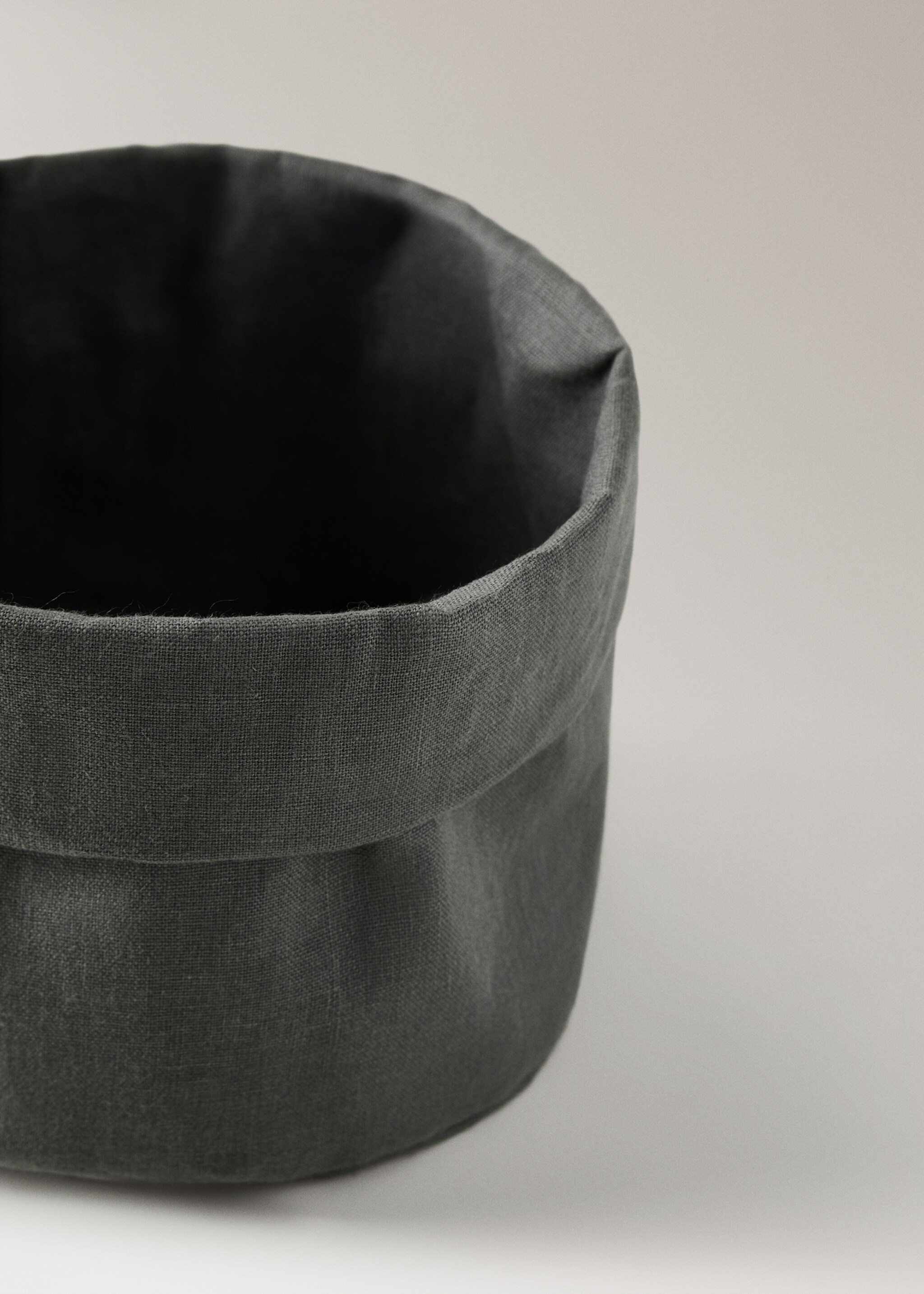 Bread basket 100% linen - Details of the article 2, Khaki. Ref: 17064132-00.