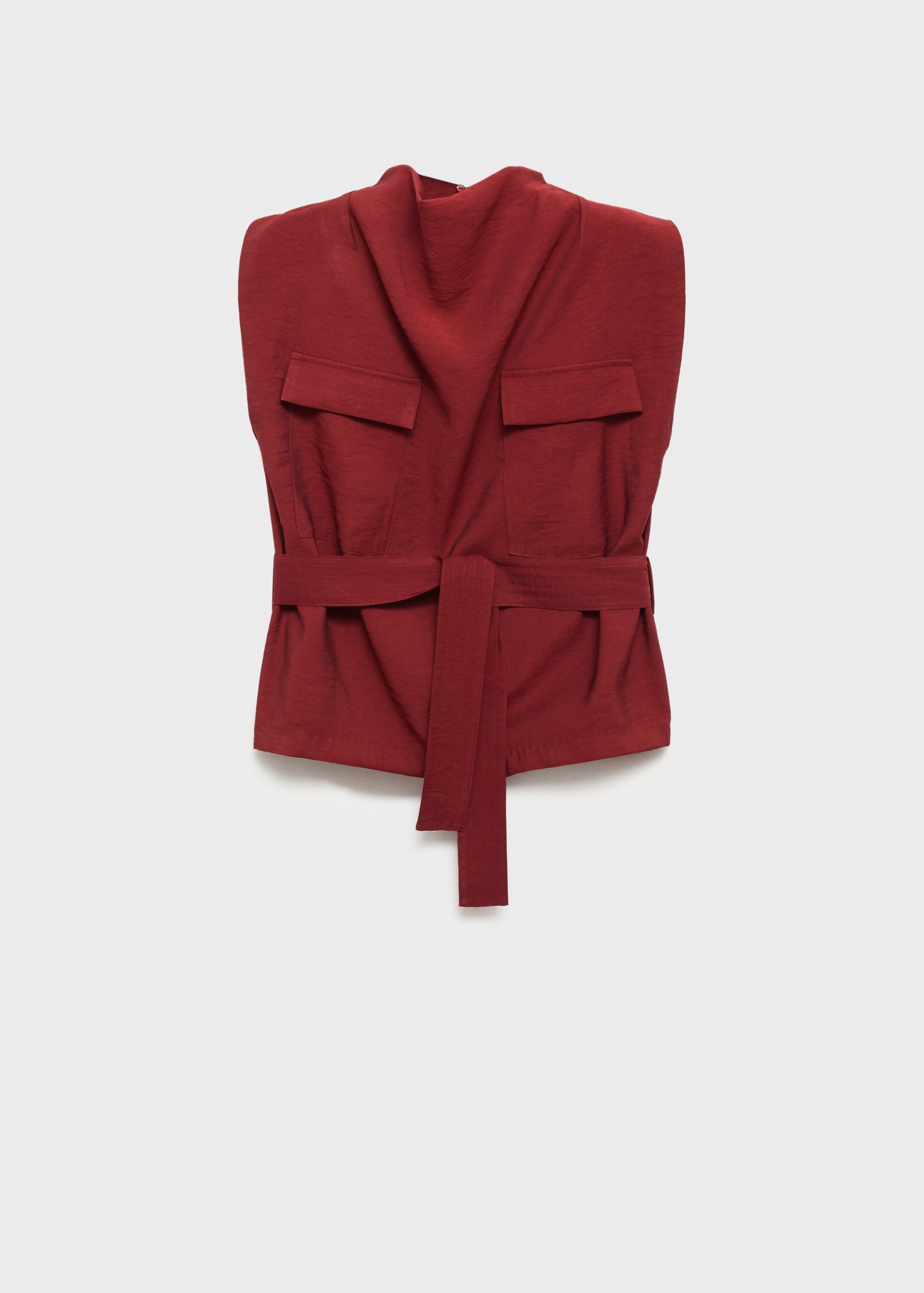 Blouse with draped neck and belt - Article without model