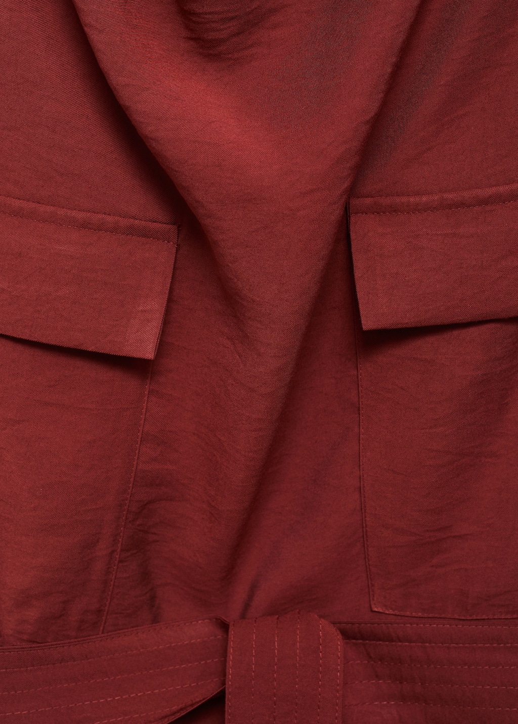 Blouse with draped neck and belt