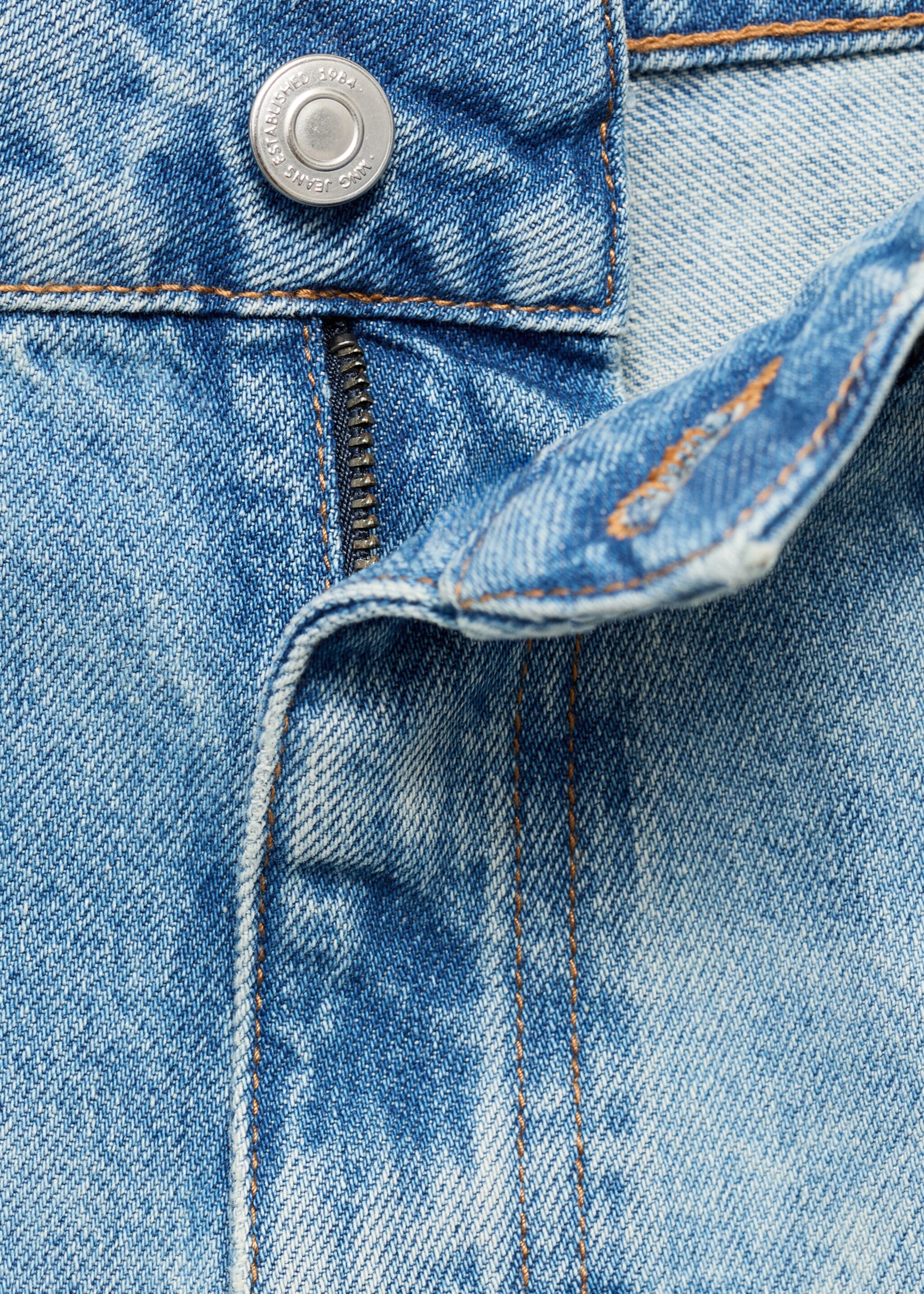 Straight-leg jeans with floral pattern - Details of the article 8, Medium Blue. Ref: 17064140-00.