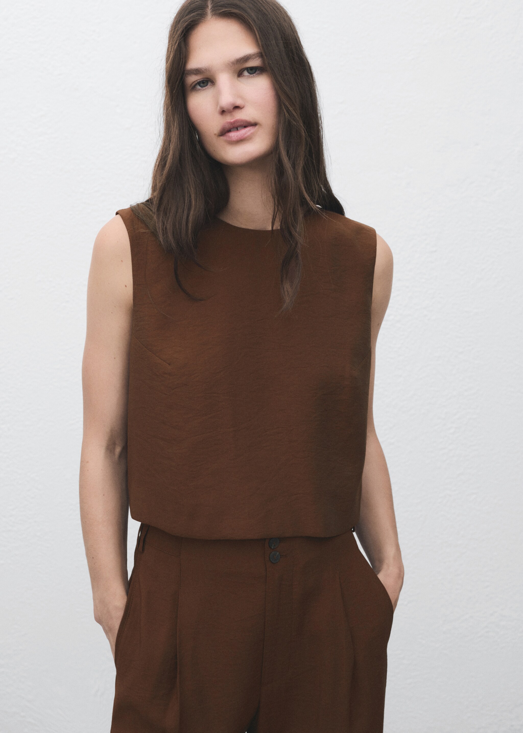 Buttoned crop top - Medium plane