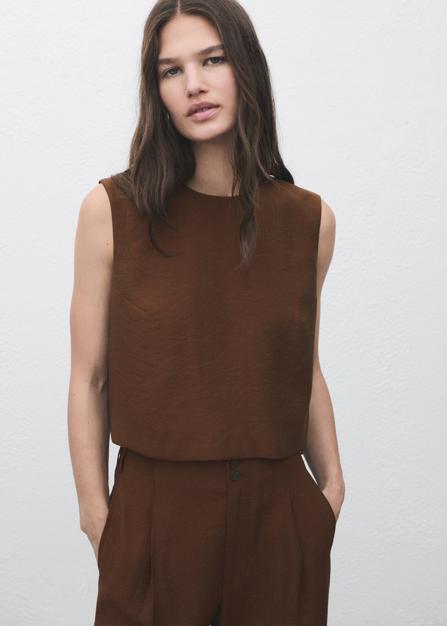 Buttoned crop top - Medium plane