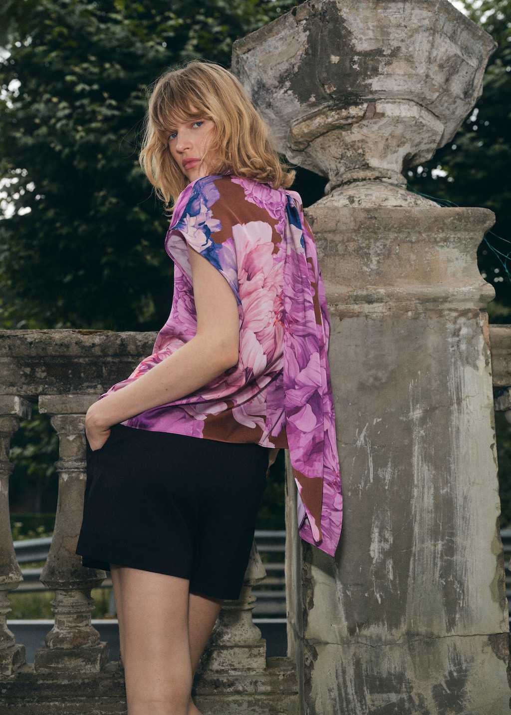 Floral blouse with scarf