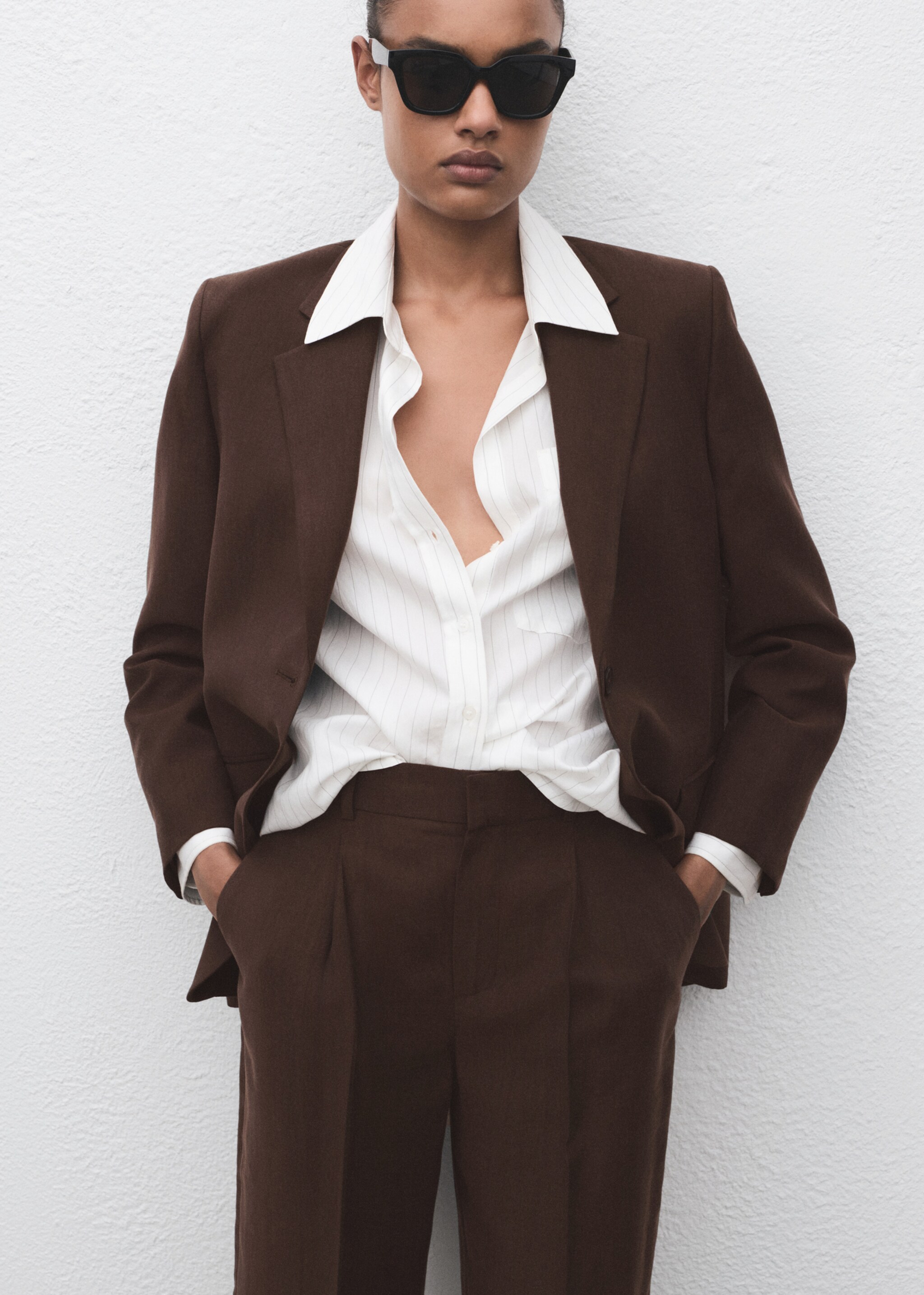 Straight lyocell suit trousers - Medium plane