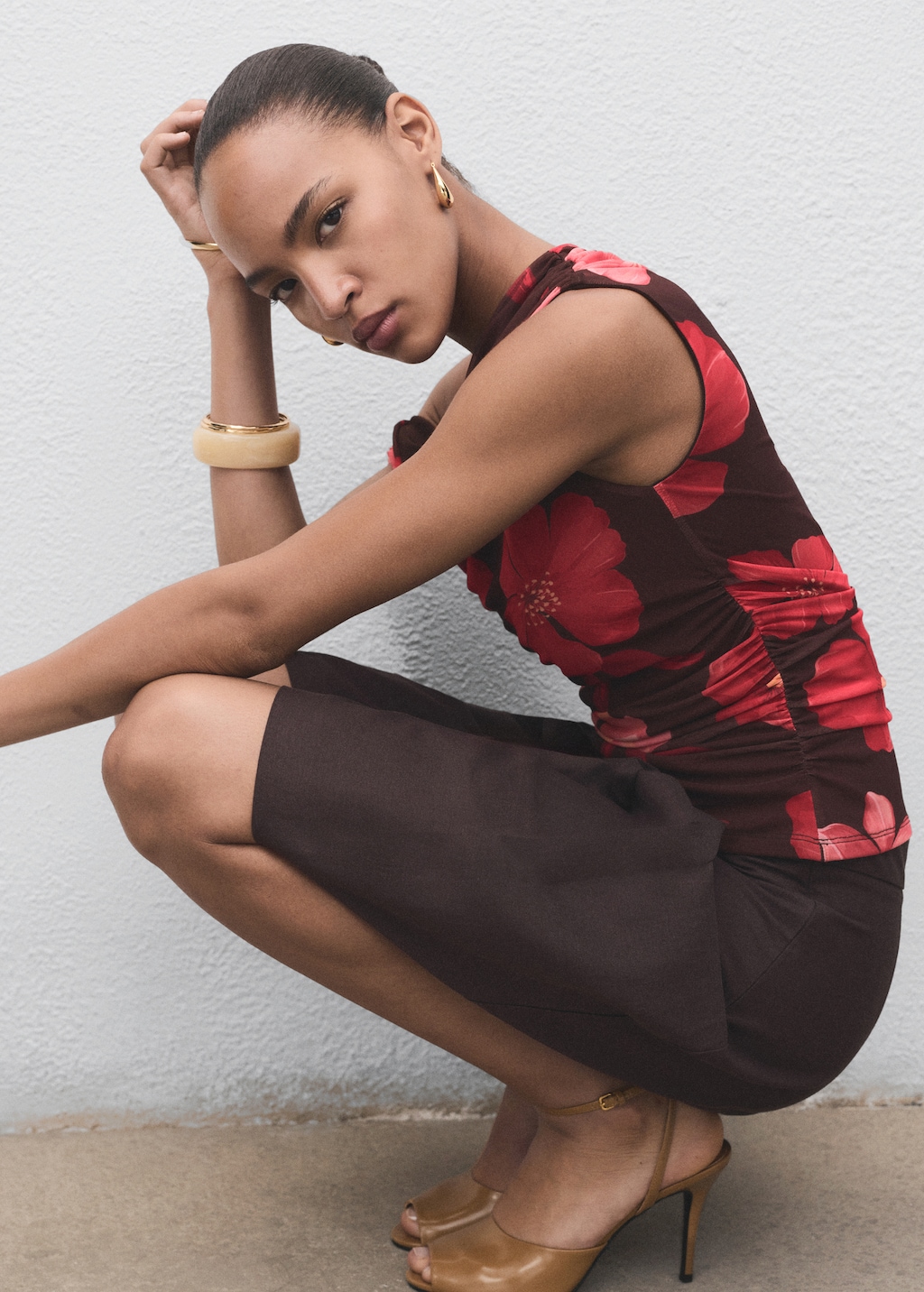 Floral asymmetrical top