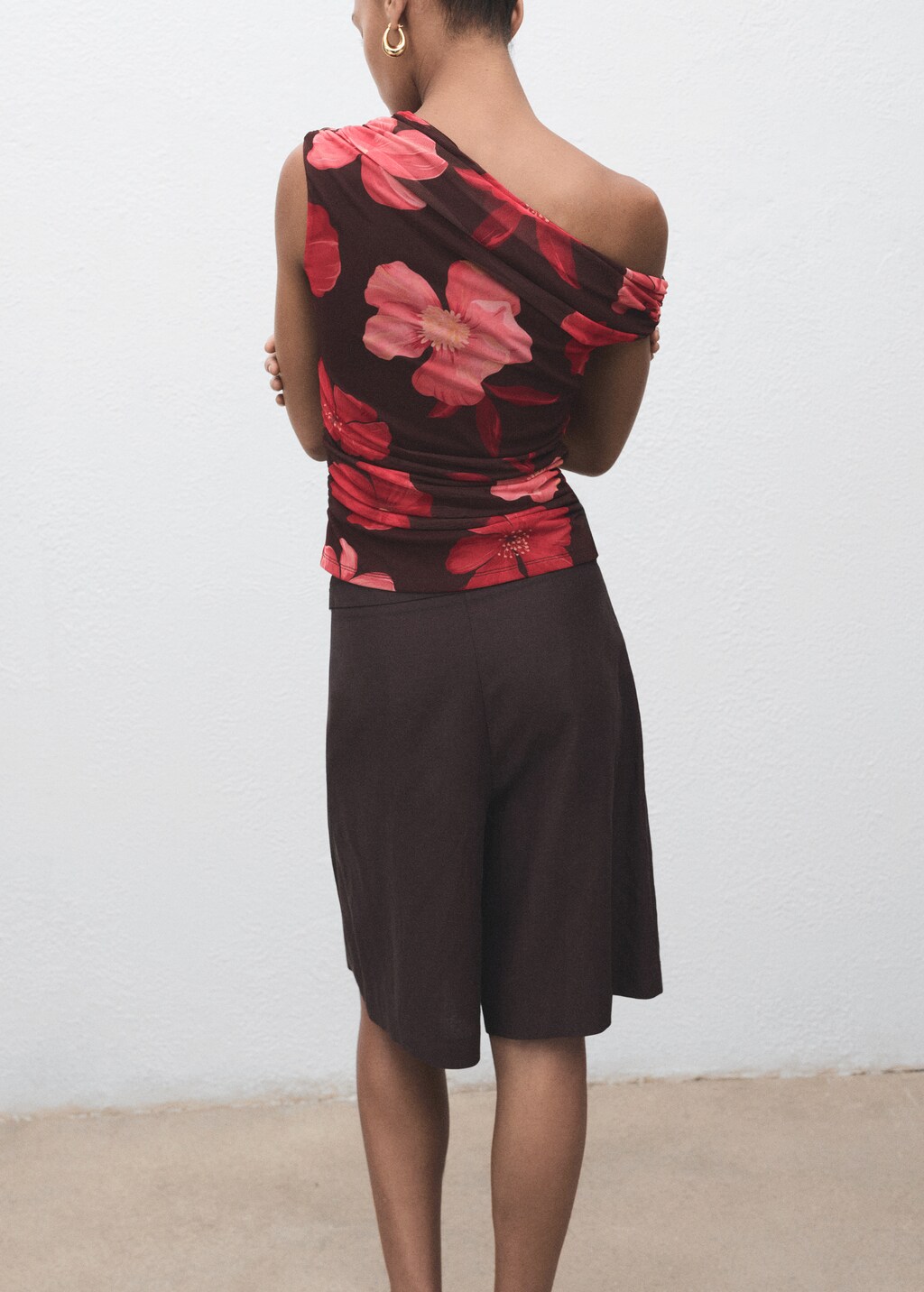 Floral asymmetrical top