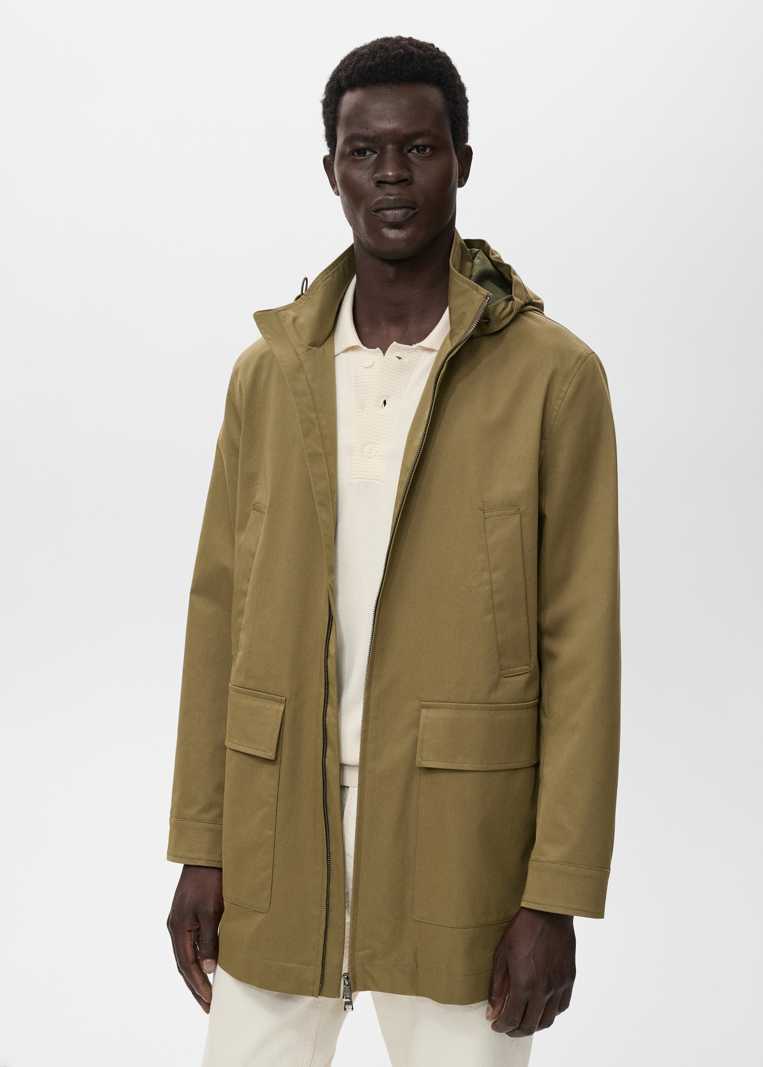 Water-repellent hooded barn jacket Men MANGO USA