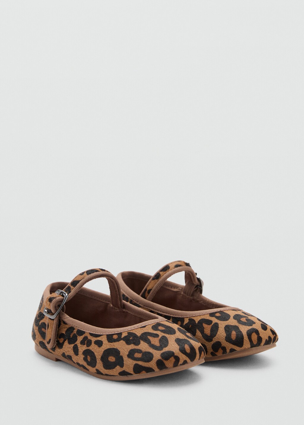 Leopard-print leather ballerinas - Kids | MANGO USA
