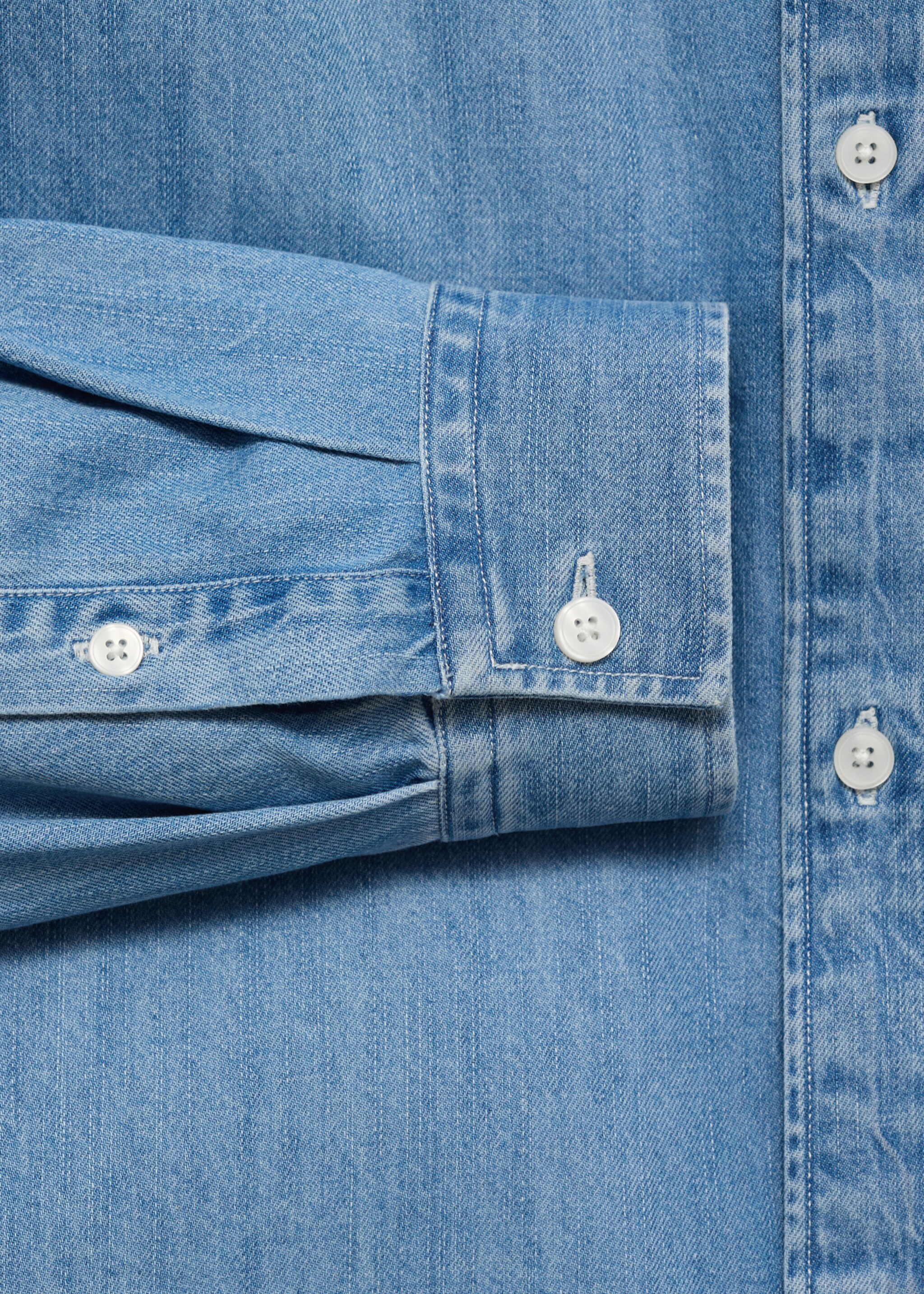 Denim overshirt with pocket - Details of the article 0