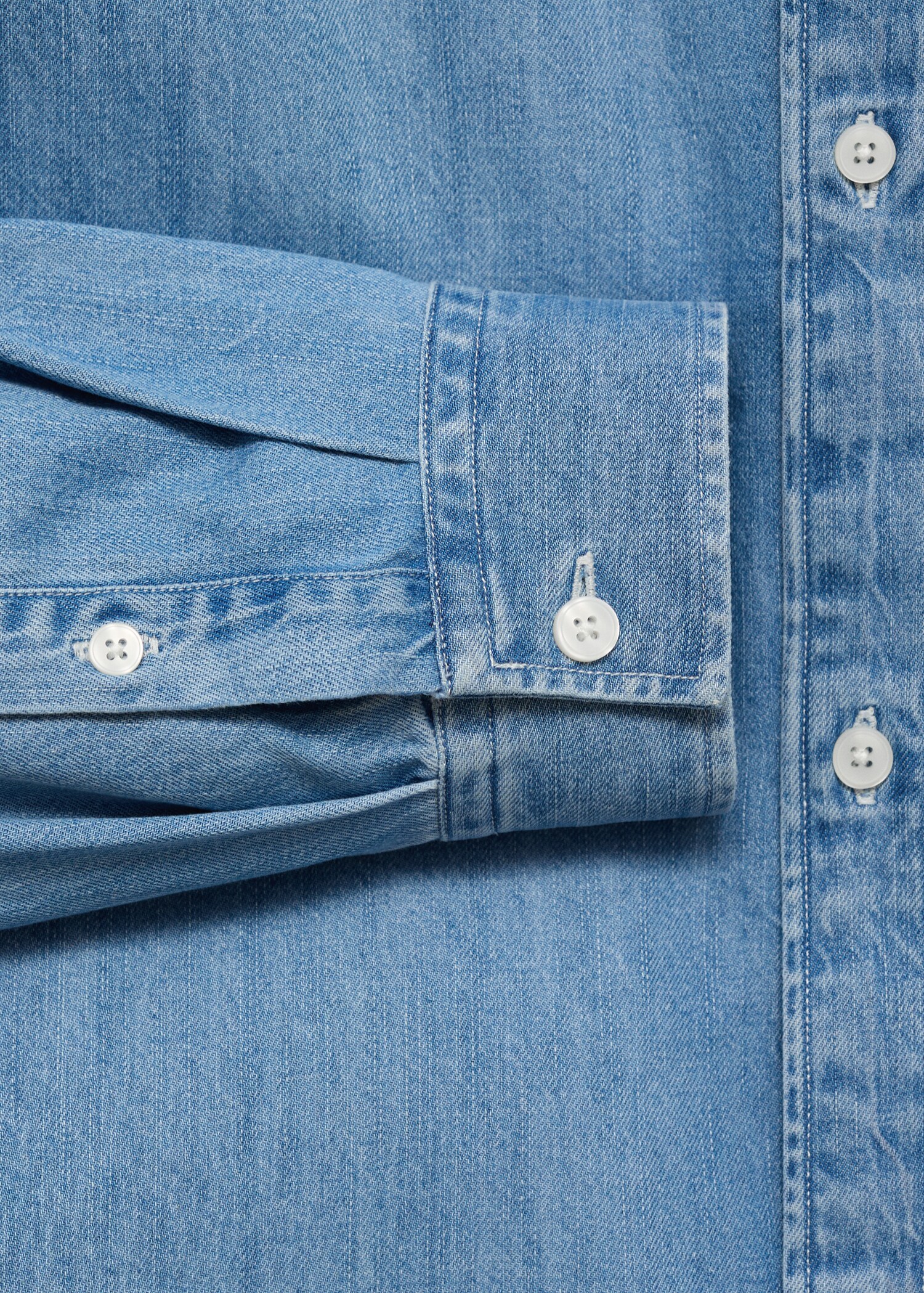 Denim overshirt with pocket - Details of the article 0