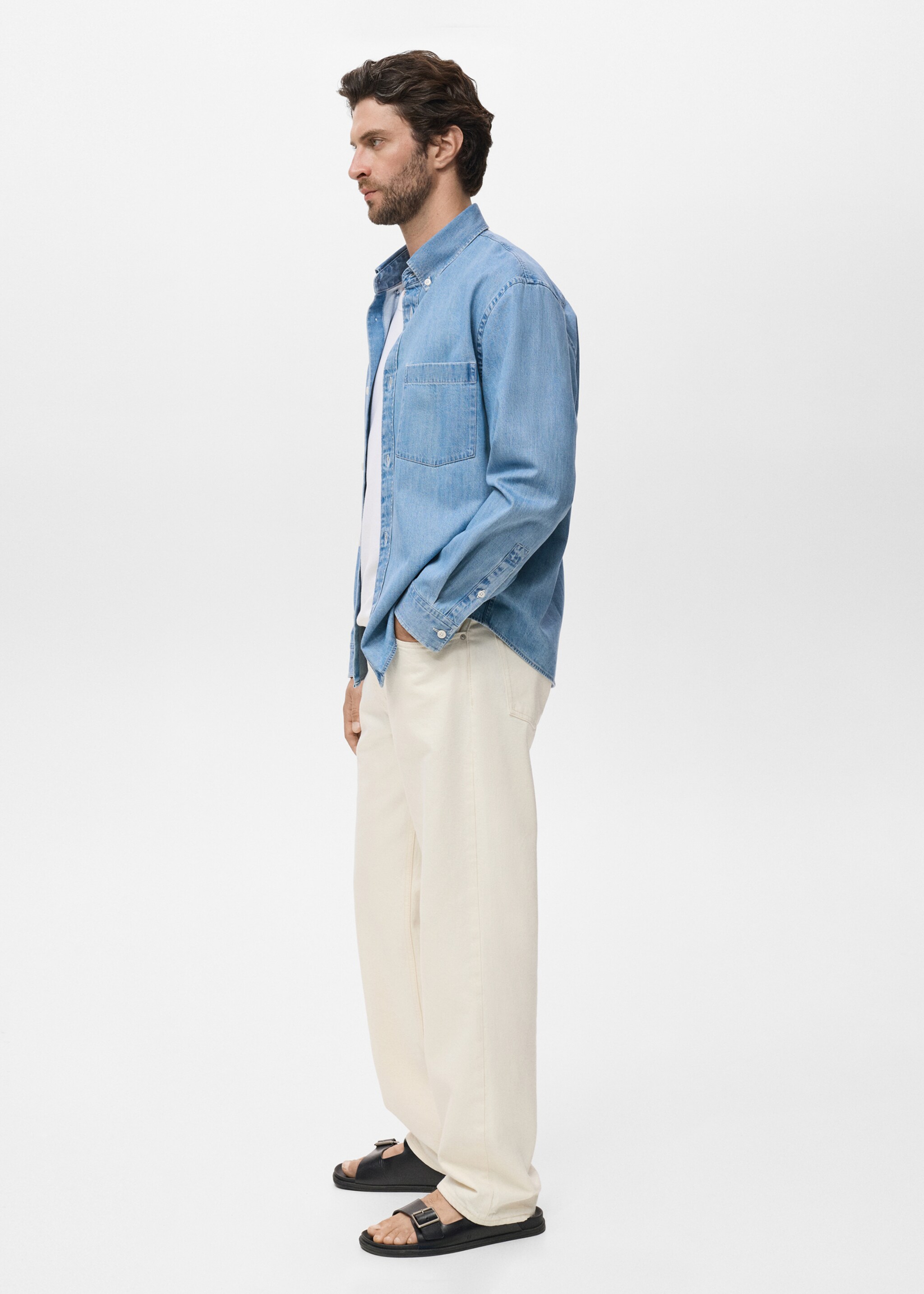 Denim overshirt with pocket - Details of the article 2