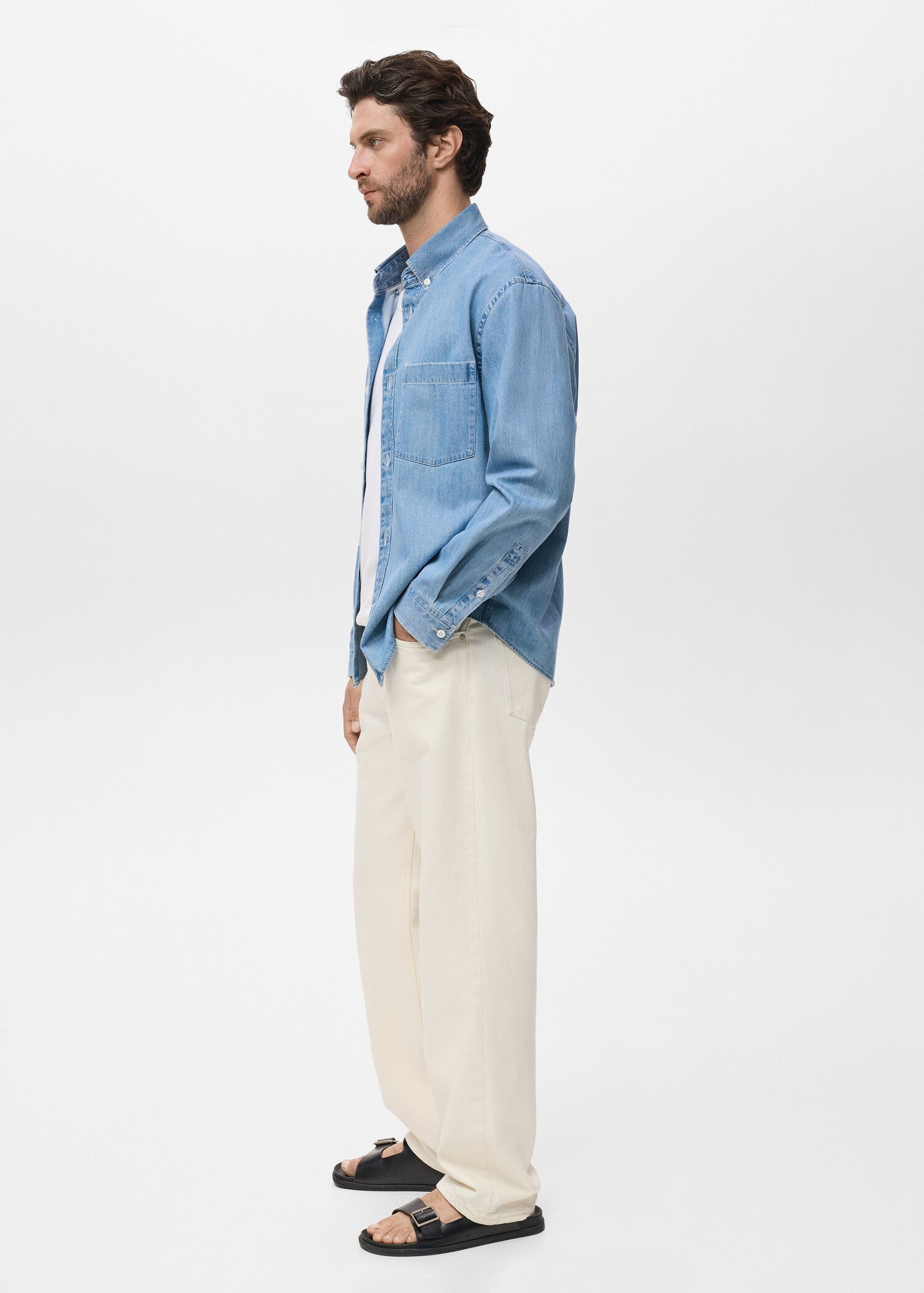 Denim overshirt with pocket - Details of the article 2