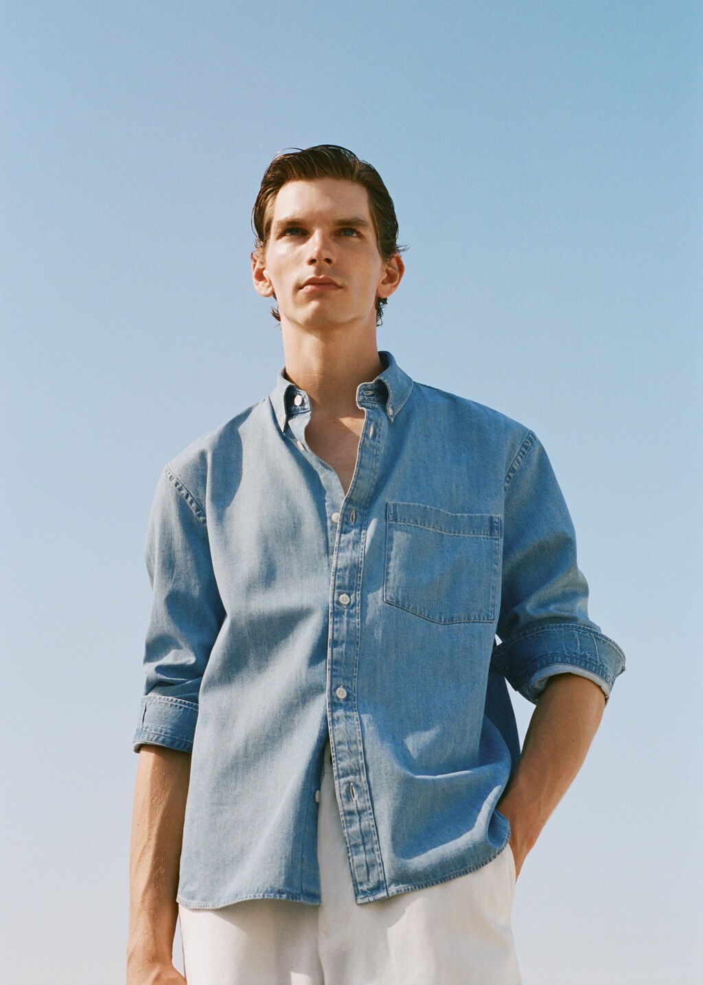 Denim shirt with pocket