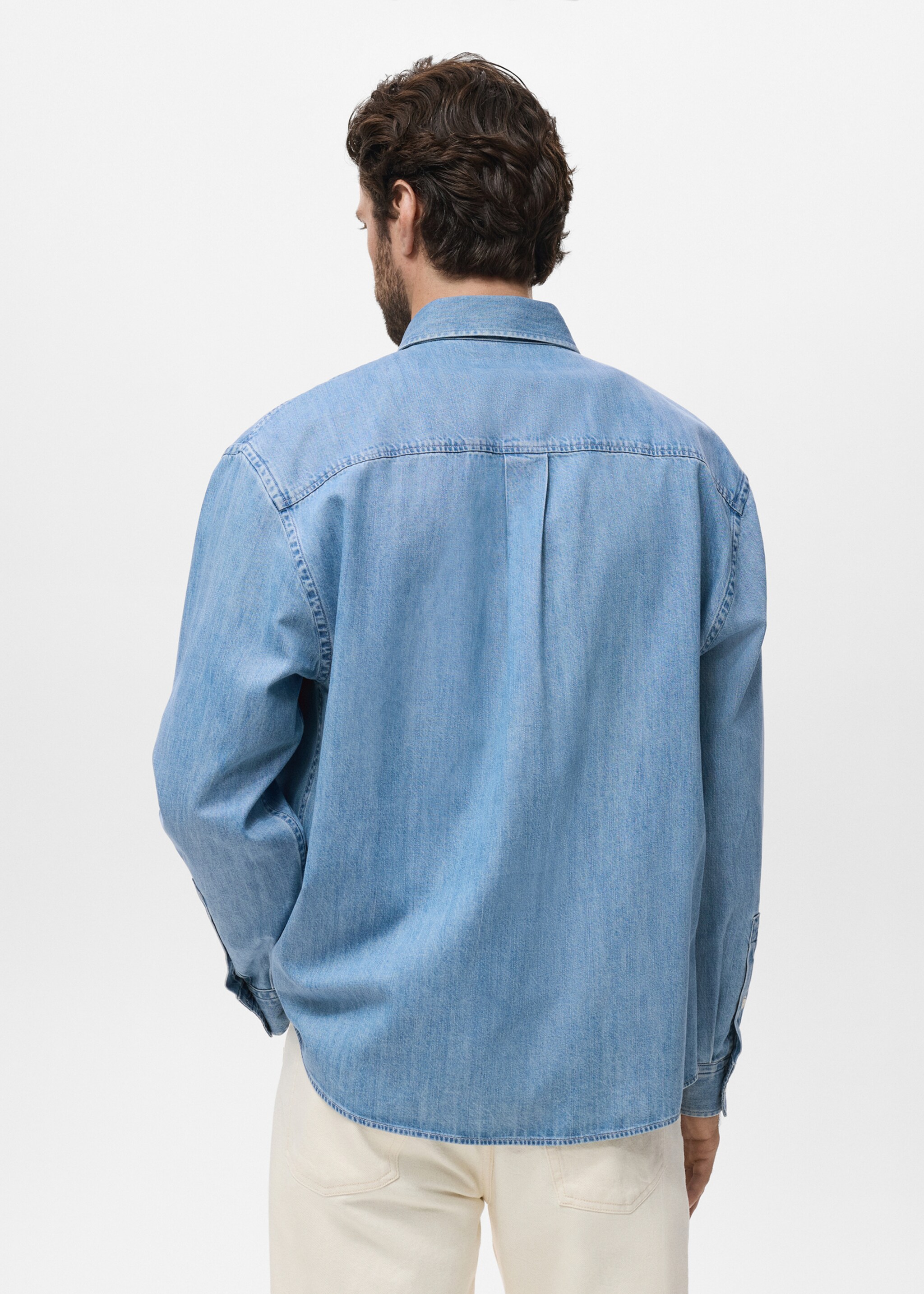 Denim overshirt with pocket - Reverse of the article