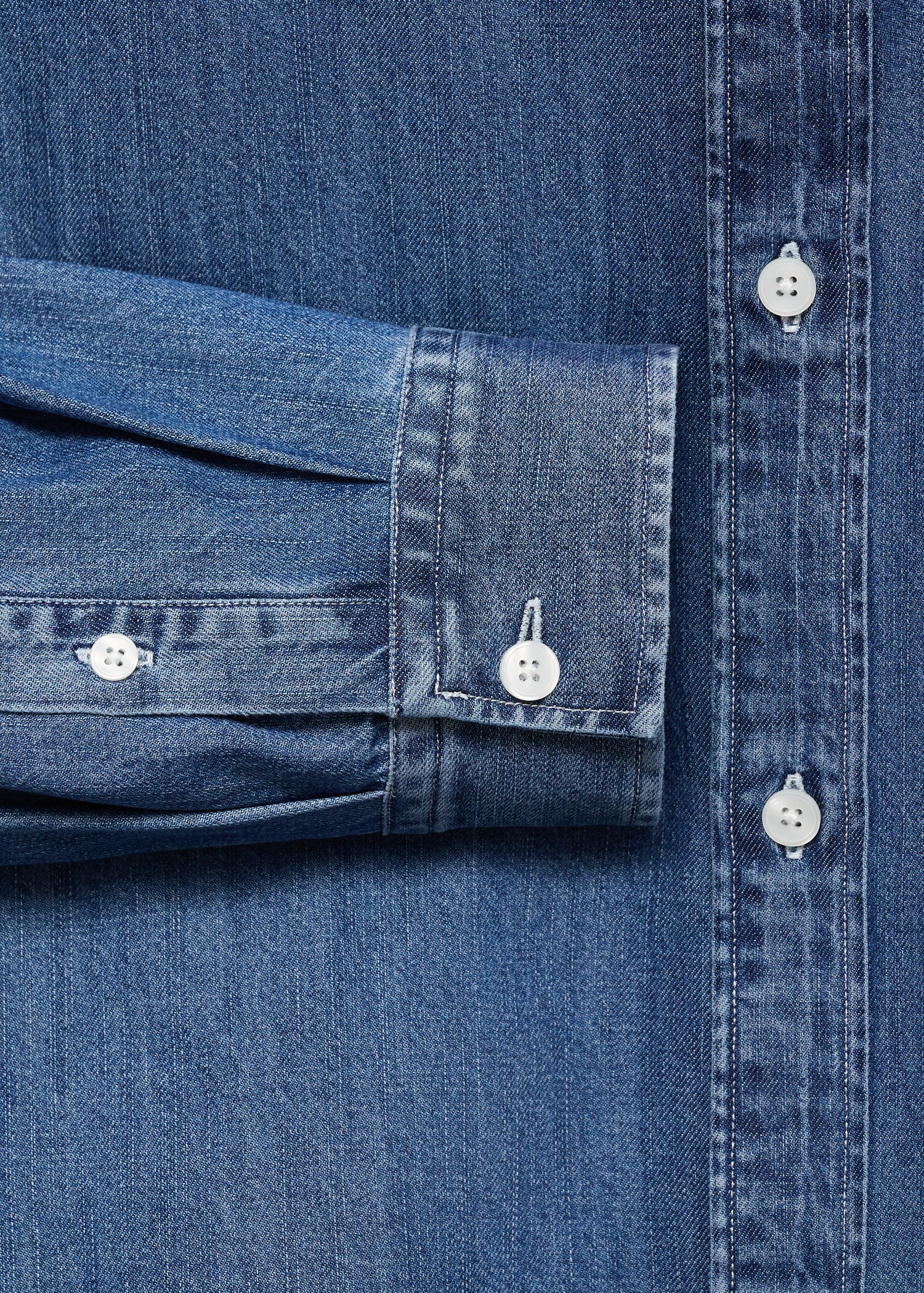 Denim overshirt with pocket - Details of the article 0