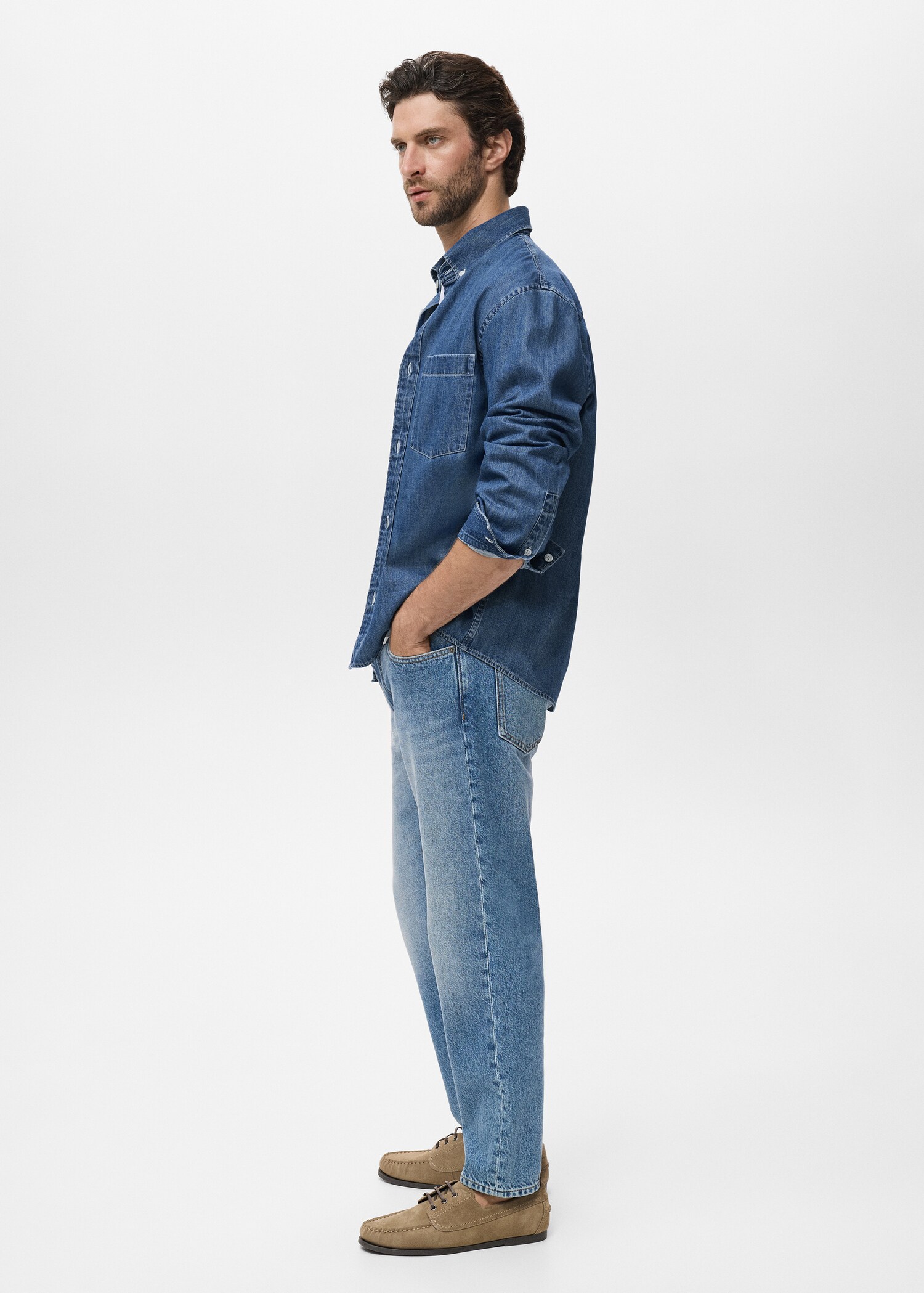 Denim overshirt with pocket - Details of the article 2