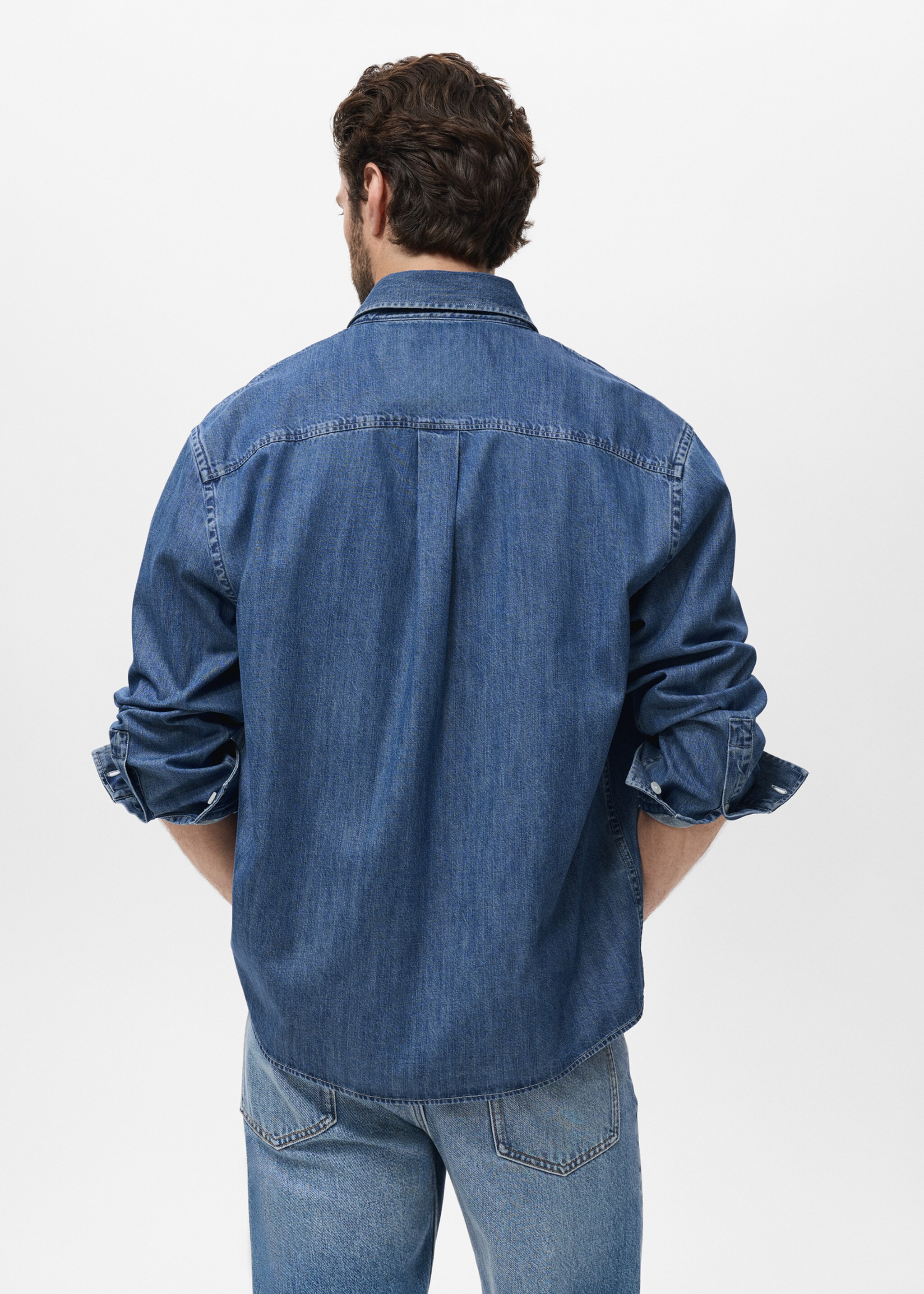 Denim overshirt with pocket - Reverse of the article