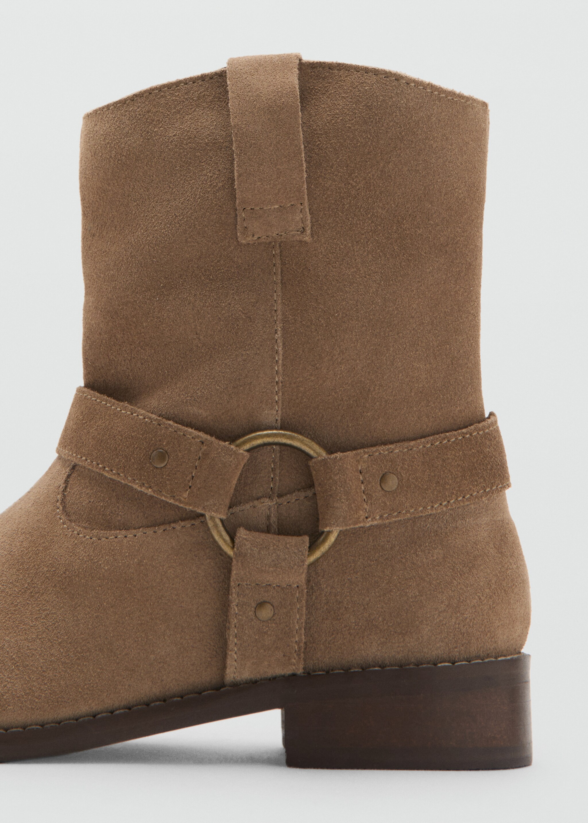 Suede cowboy ankle boots - Details of the article 2, Medium Brown. Ref: 17064423-00.