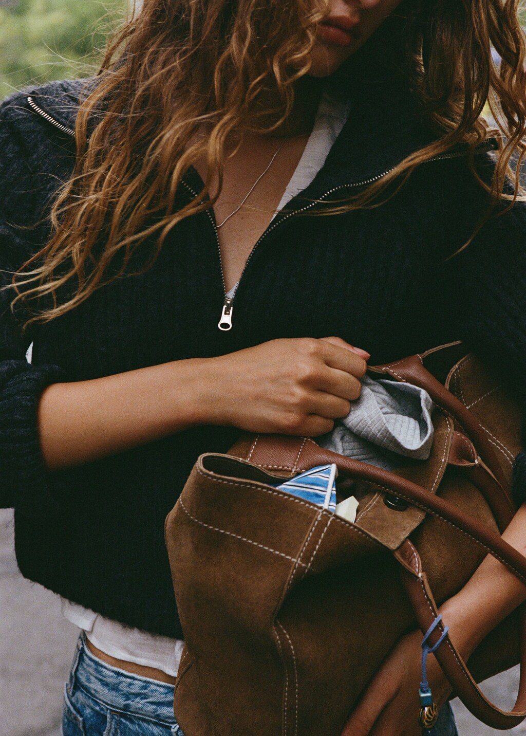 100% split leather bag