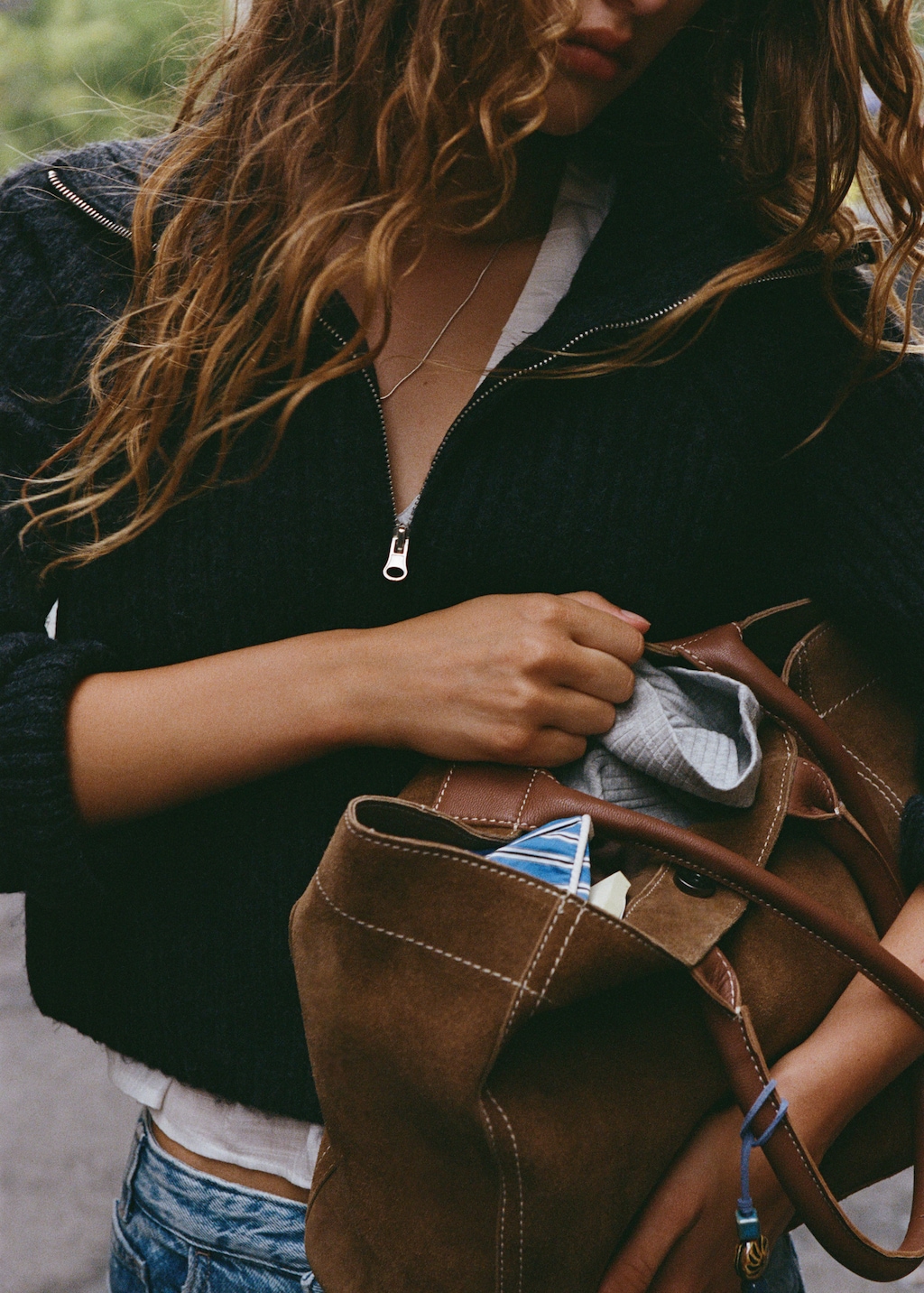 100% split leather bag