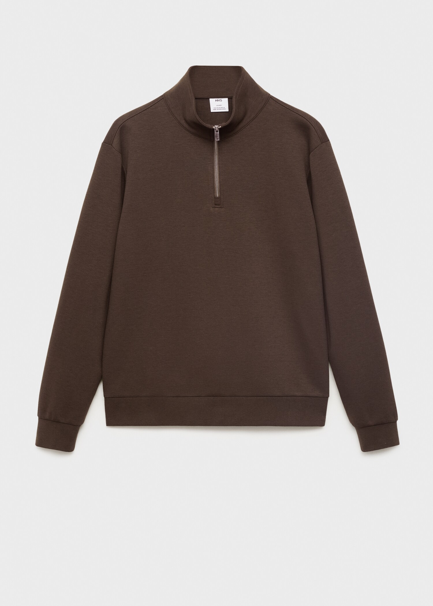 Sweatshirt de algodão regular fit com fecho de correr - Artigo sem modelo