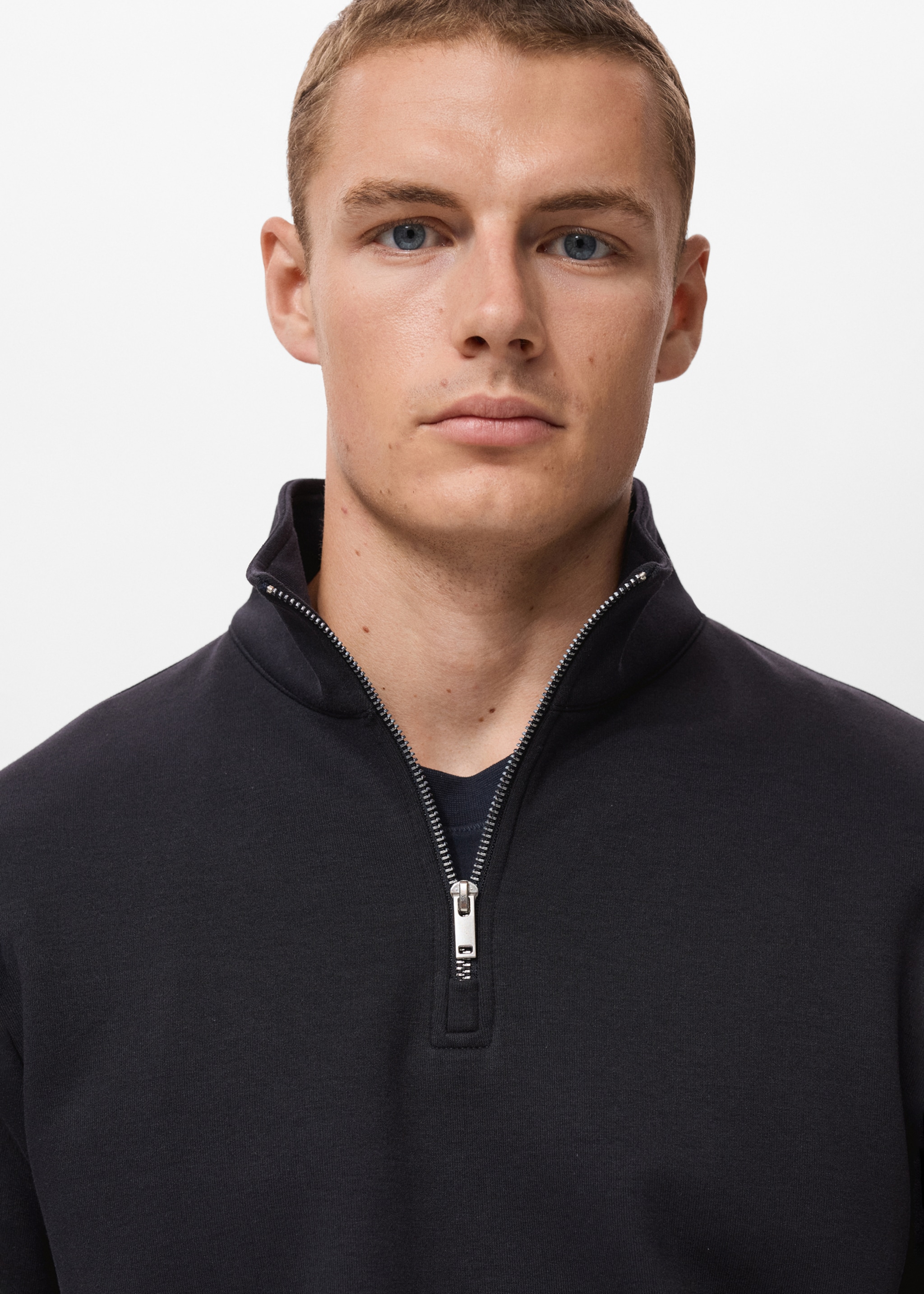 Regular-fit cotton sweatshirt with zipper - Details of the article 1