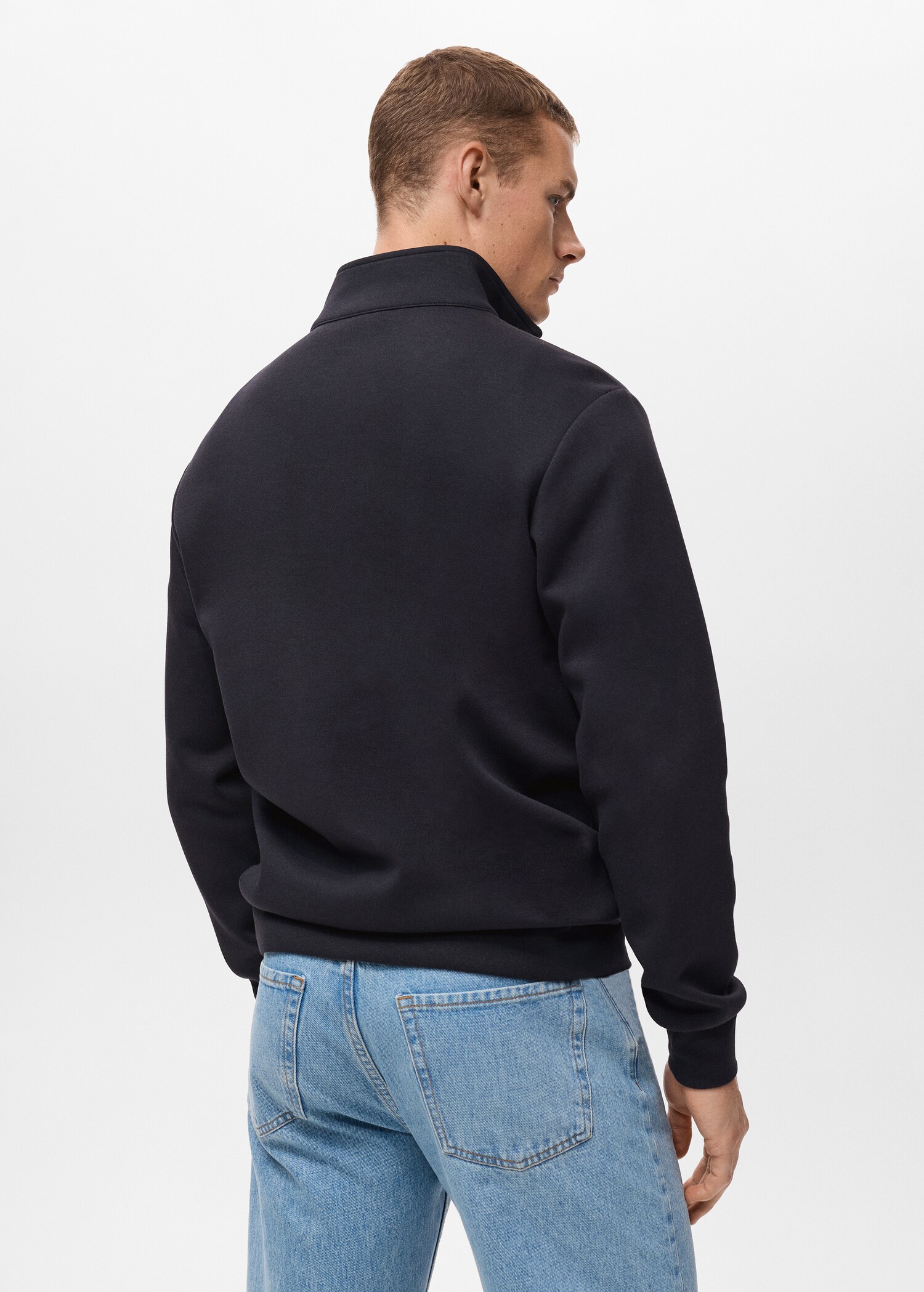 Regular-fit cotton sweatshirt with zip - Reverse of the article