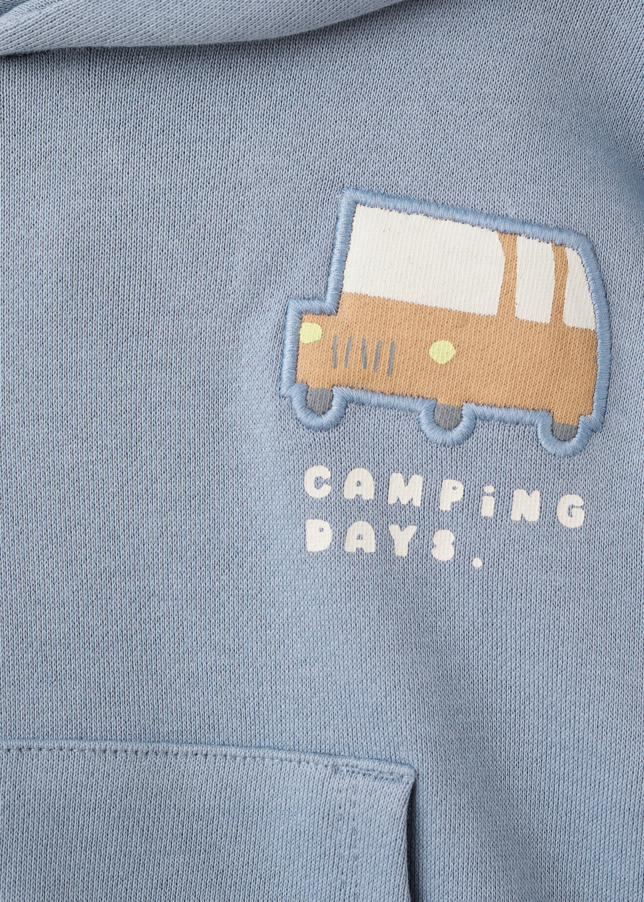 Embroidered hoodie - Details of the article 8, Blue. Ref: 17064427-00.