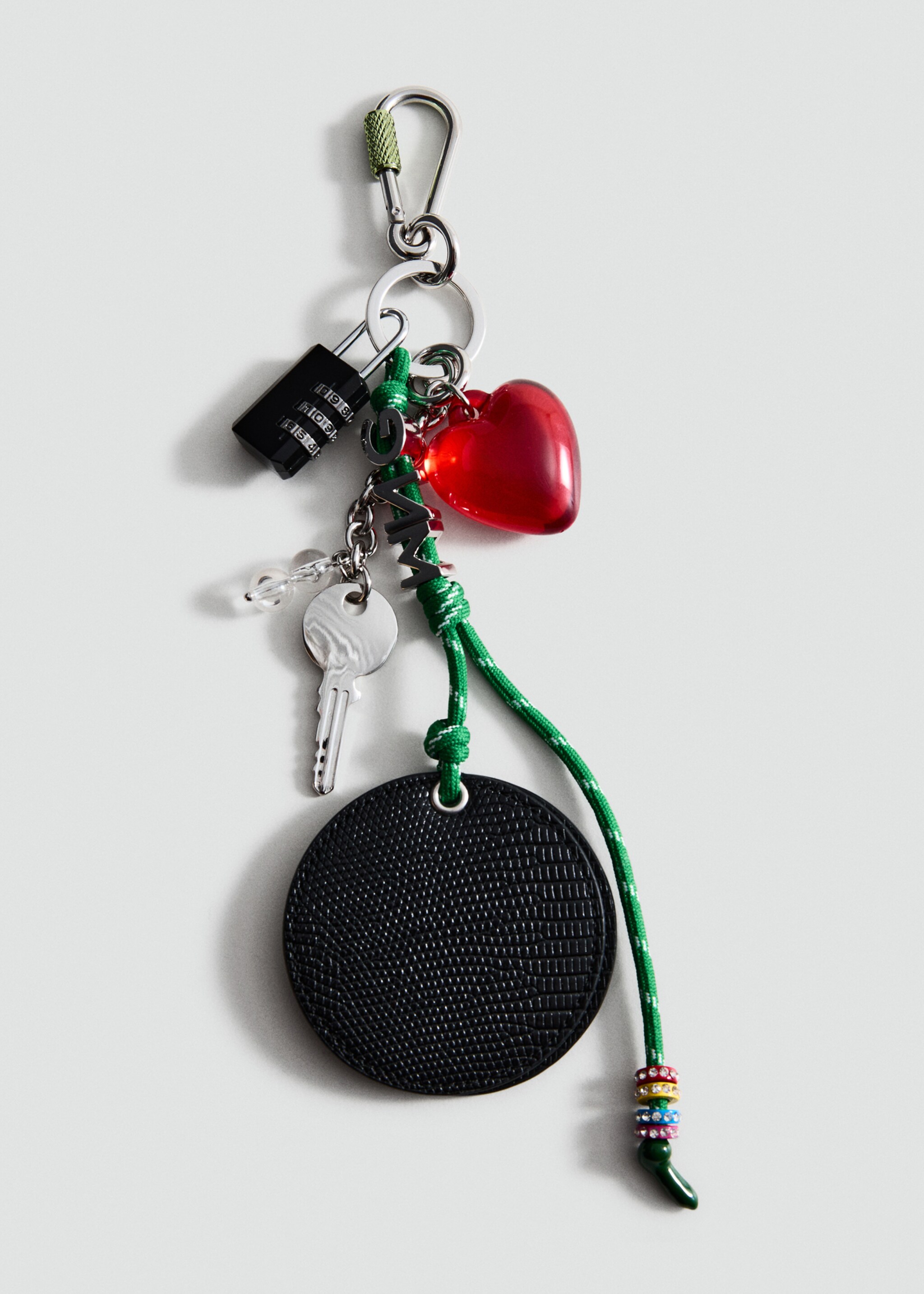 Multi-charm mirror keyring - Article without model, Green. Ref: 17064442-00.