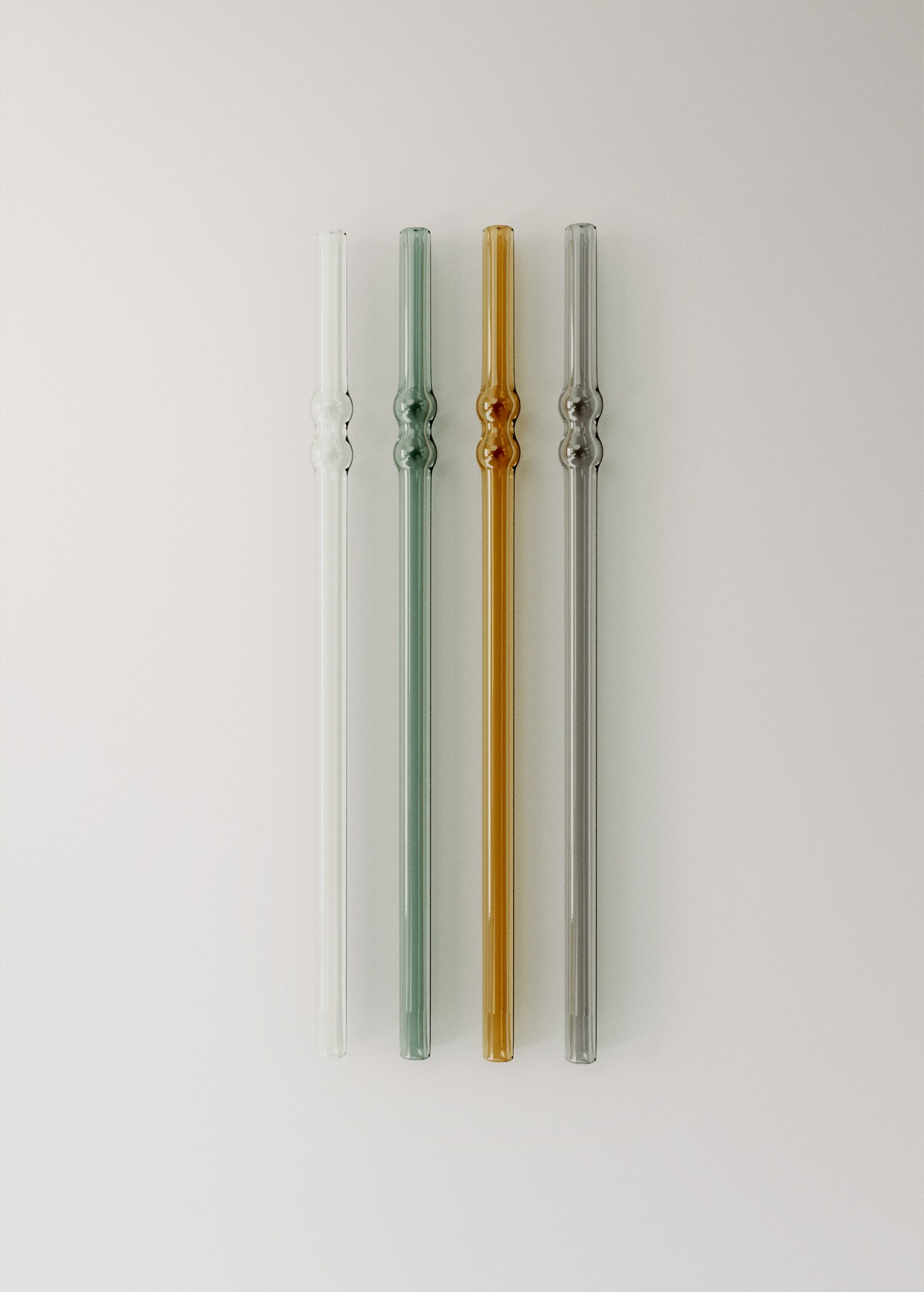 Set of large multicolour borosilicate drinking straws - Article without model