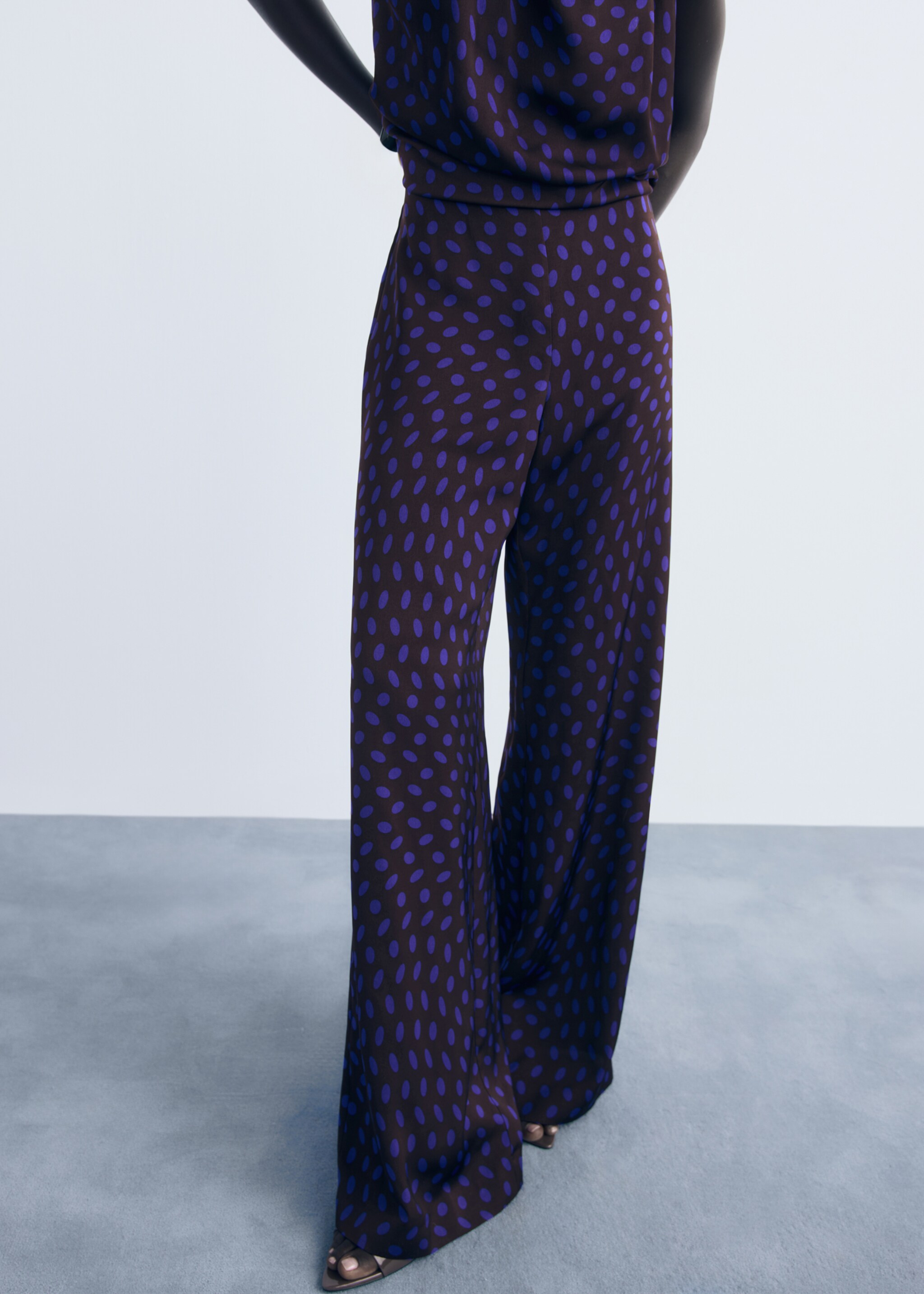 Polka dots flare trousers - Medium plane, Brown. Ref: 17064445-00.