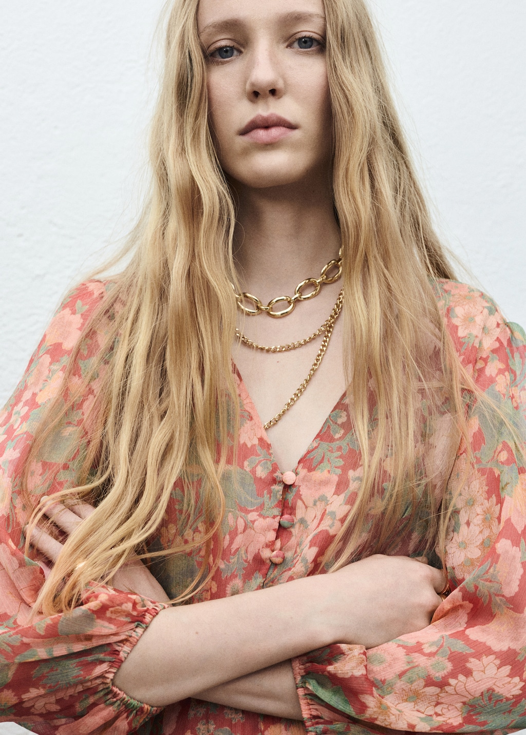 Floral puff-sleeve dress