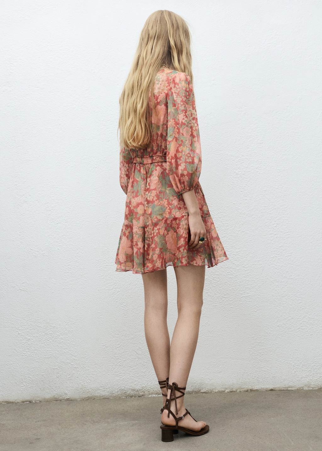 Floral puff-sleeve dress