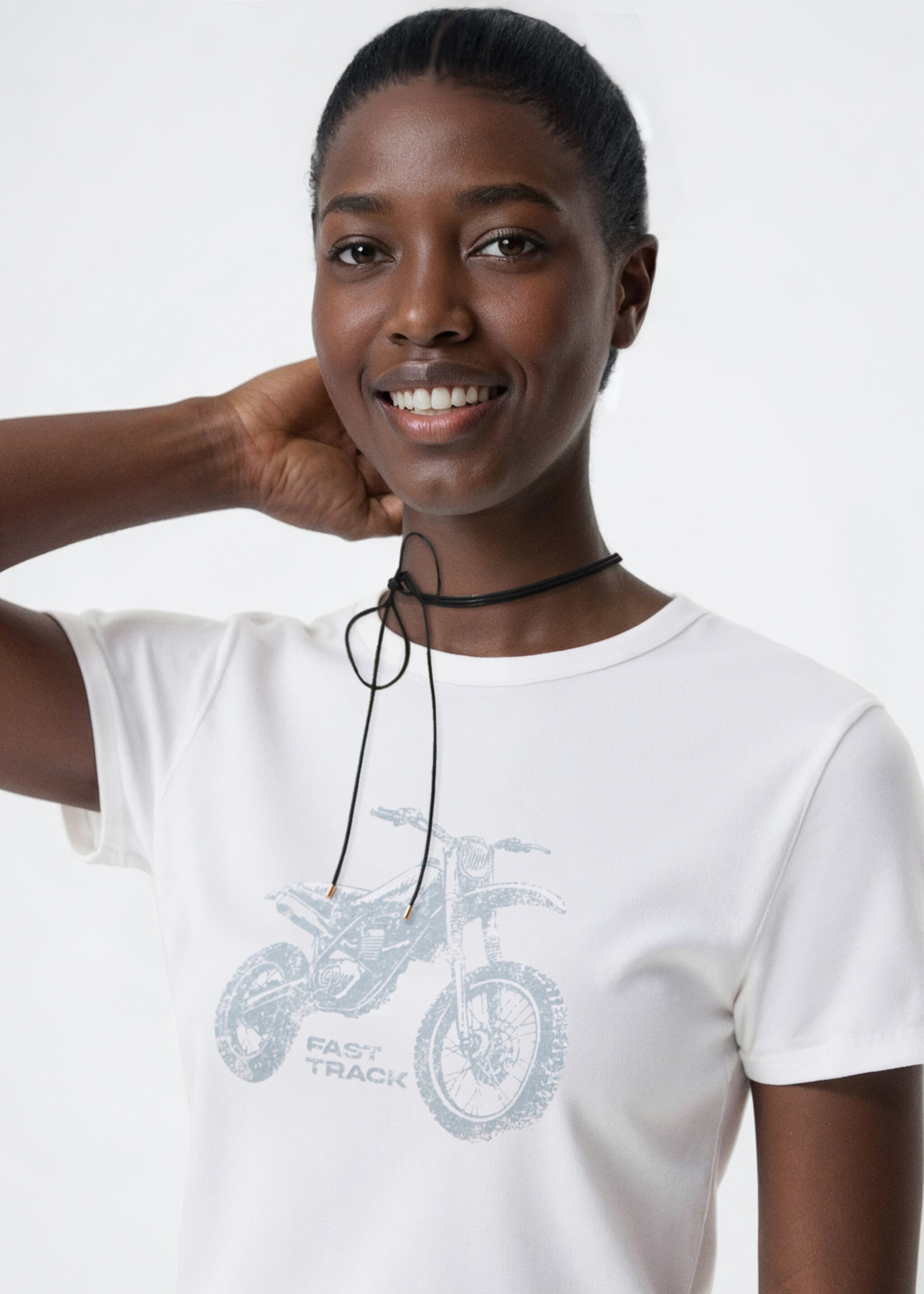 Cotton t-shirt with motorbikes - Medium plane, Off White. Ref: 17064776-00.