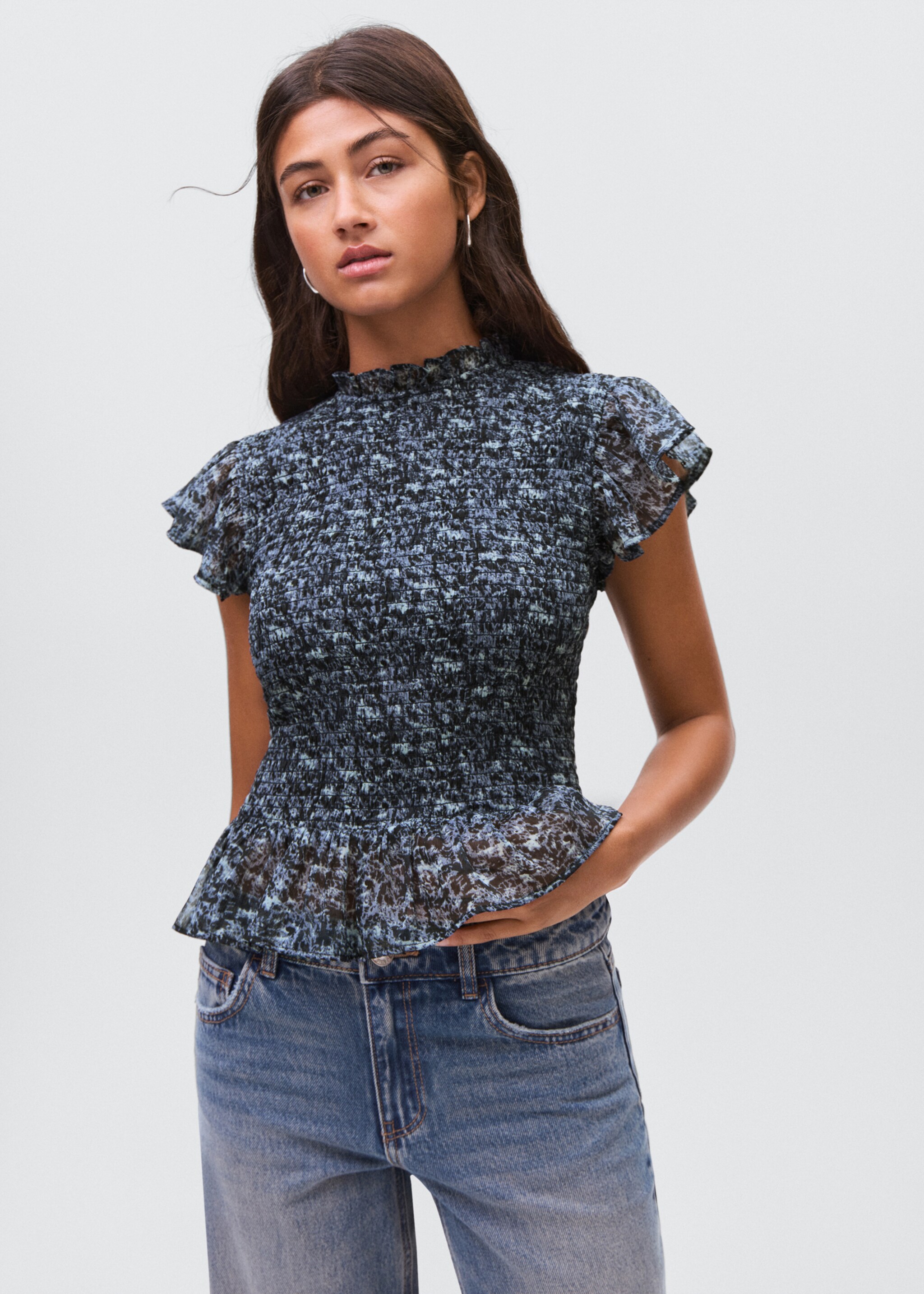 Ruffles printed blouse - Medium plane