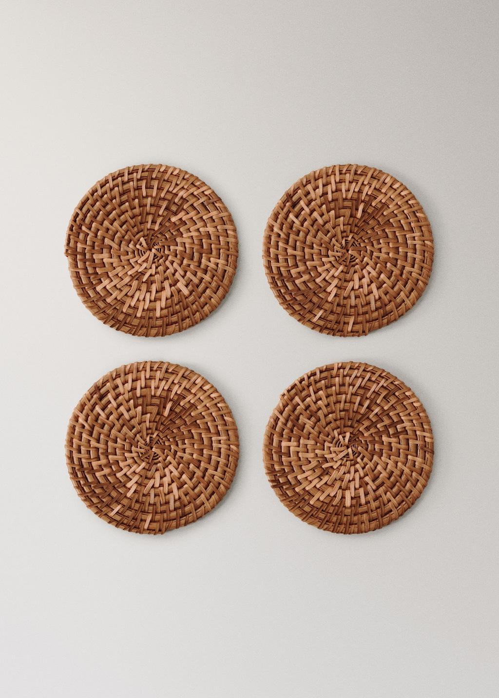 Set of 4 rattan coasters