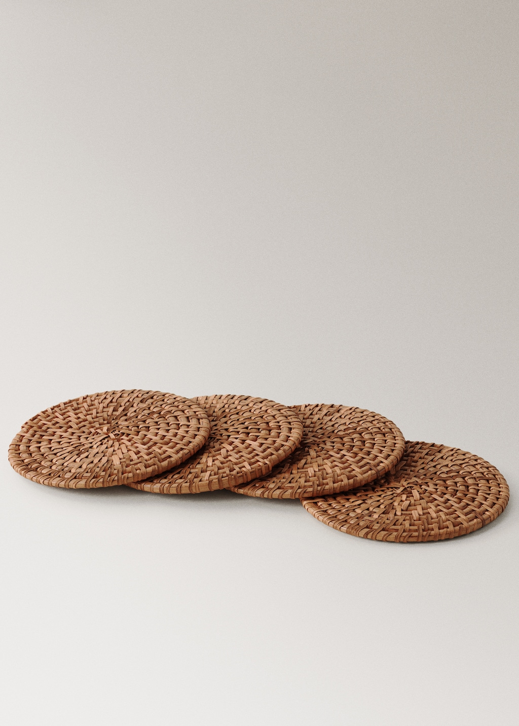 Set of 4 rattan coasters