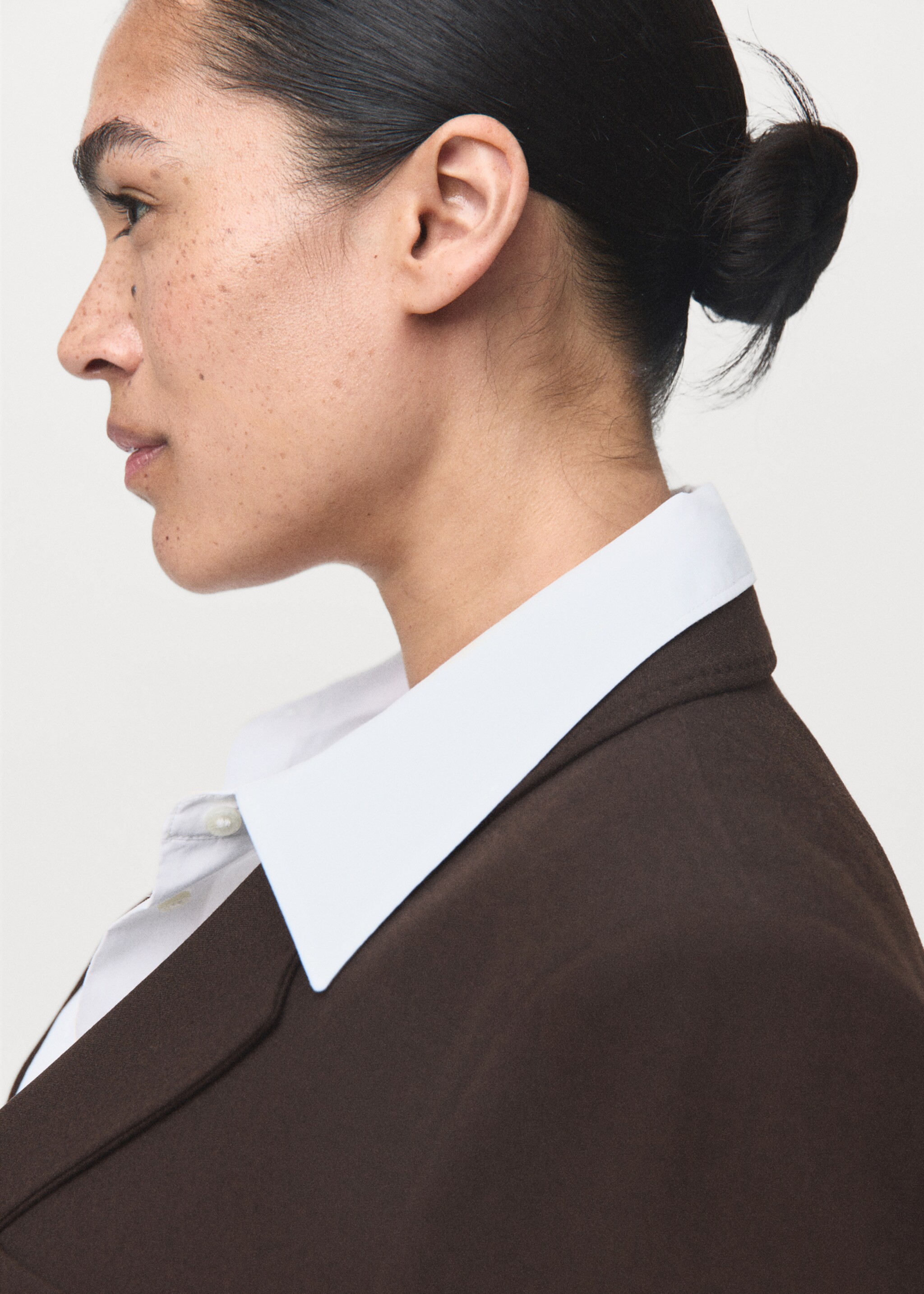 Straight-fit suit jacket - Details of the article 4, Chocolate. Ref: 17064786-00.