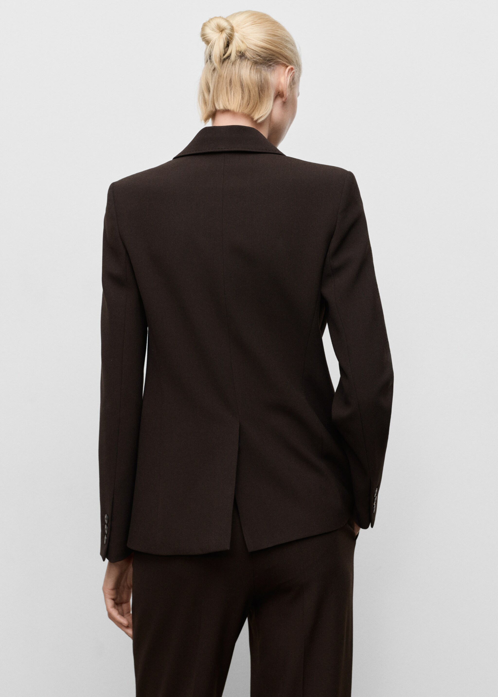 Straight-fit suit jacket - Reverse of the article, Chocolate. Ref: 17064786-00.