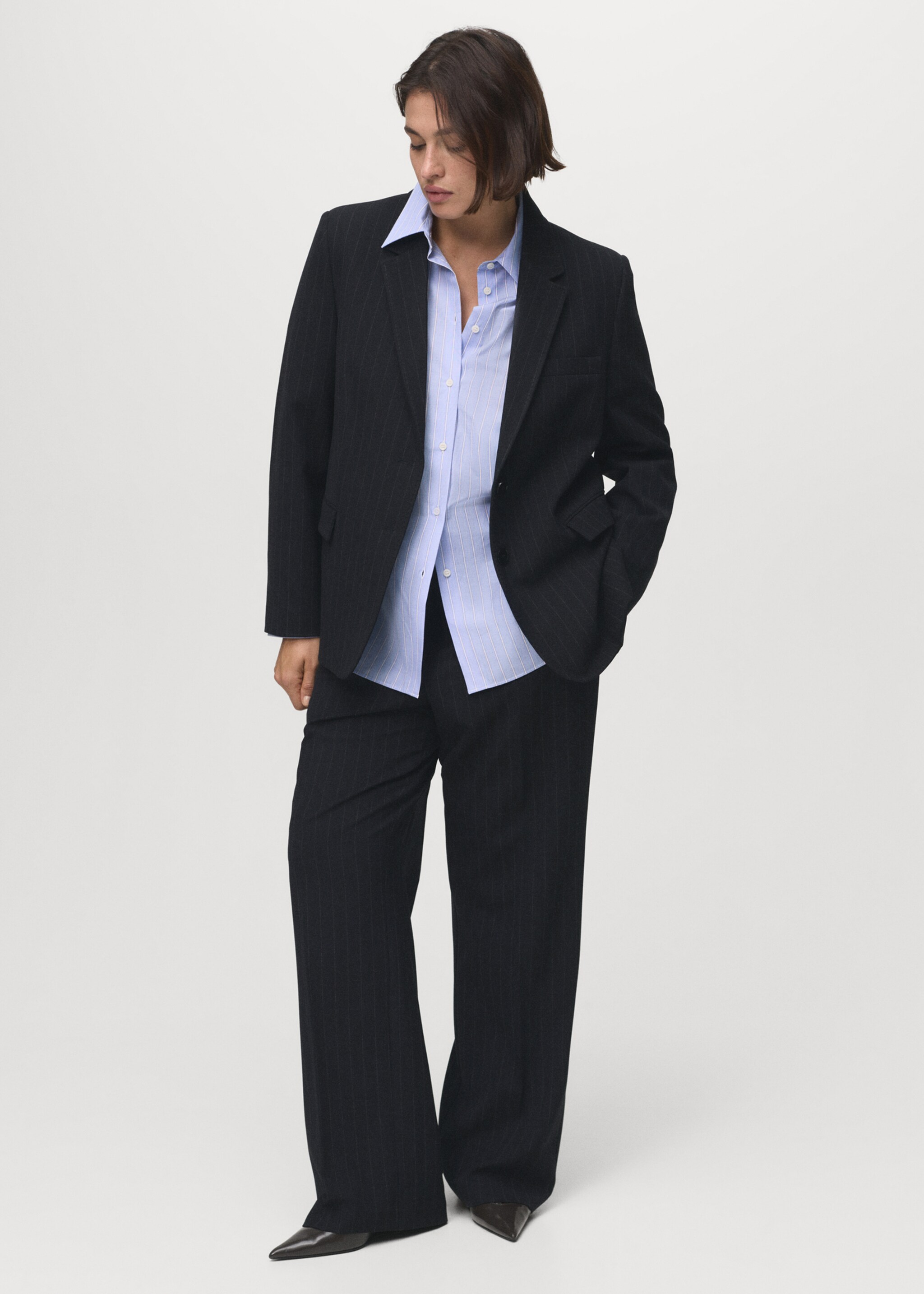 Straight-fit suit jacket - Details of the article 3, Navy. Ref: 17064786-00.