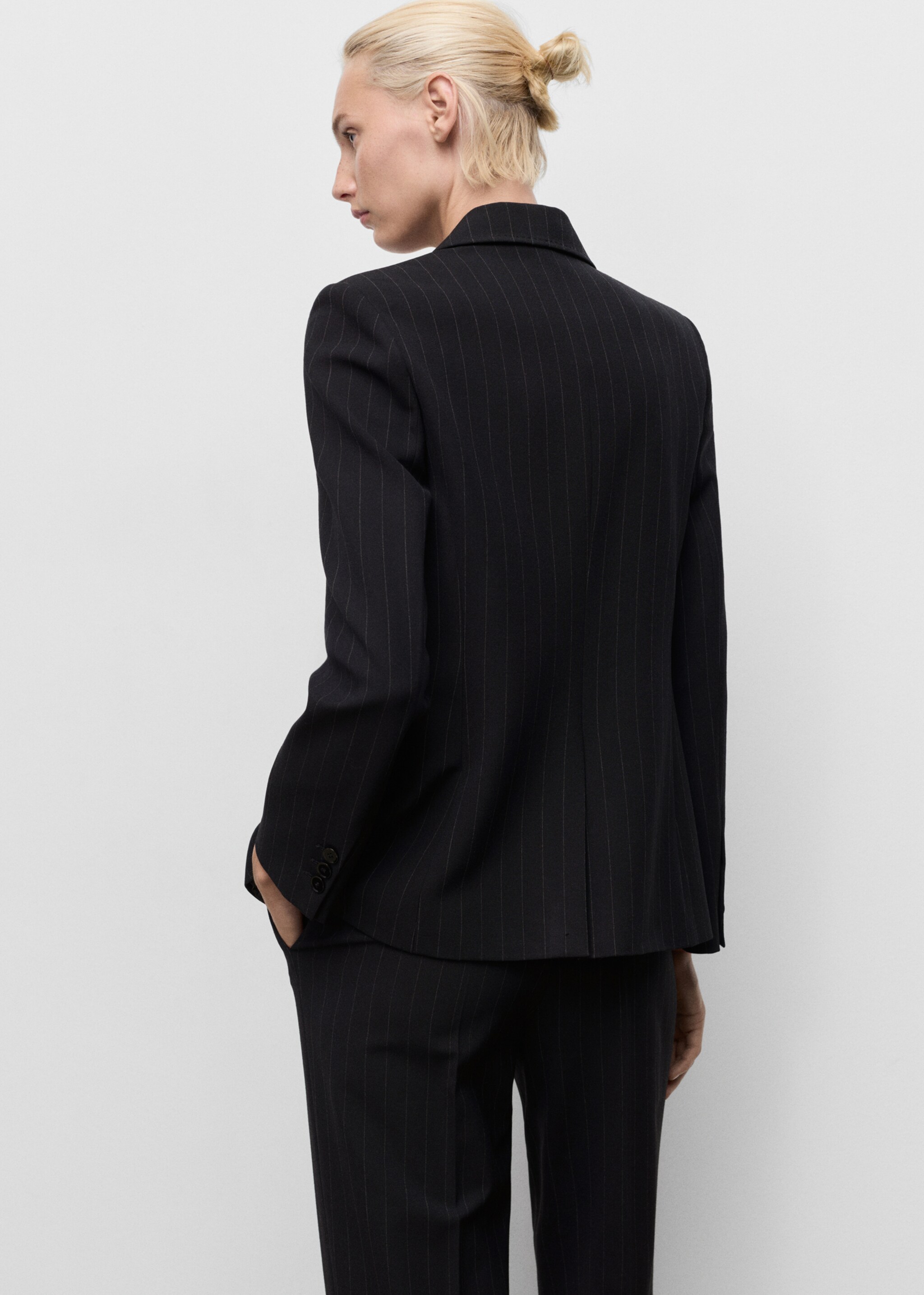 Straight-fit suit jacket - Reverse of the article, Navy. Ref: 17064786-00.